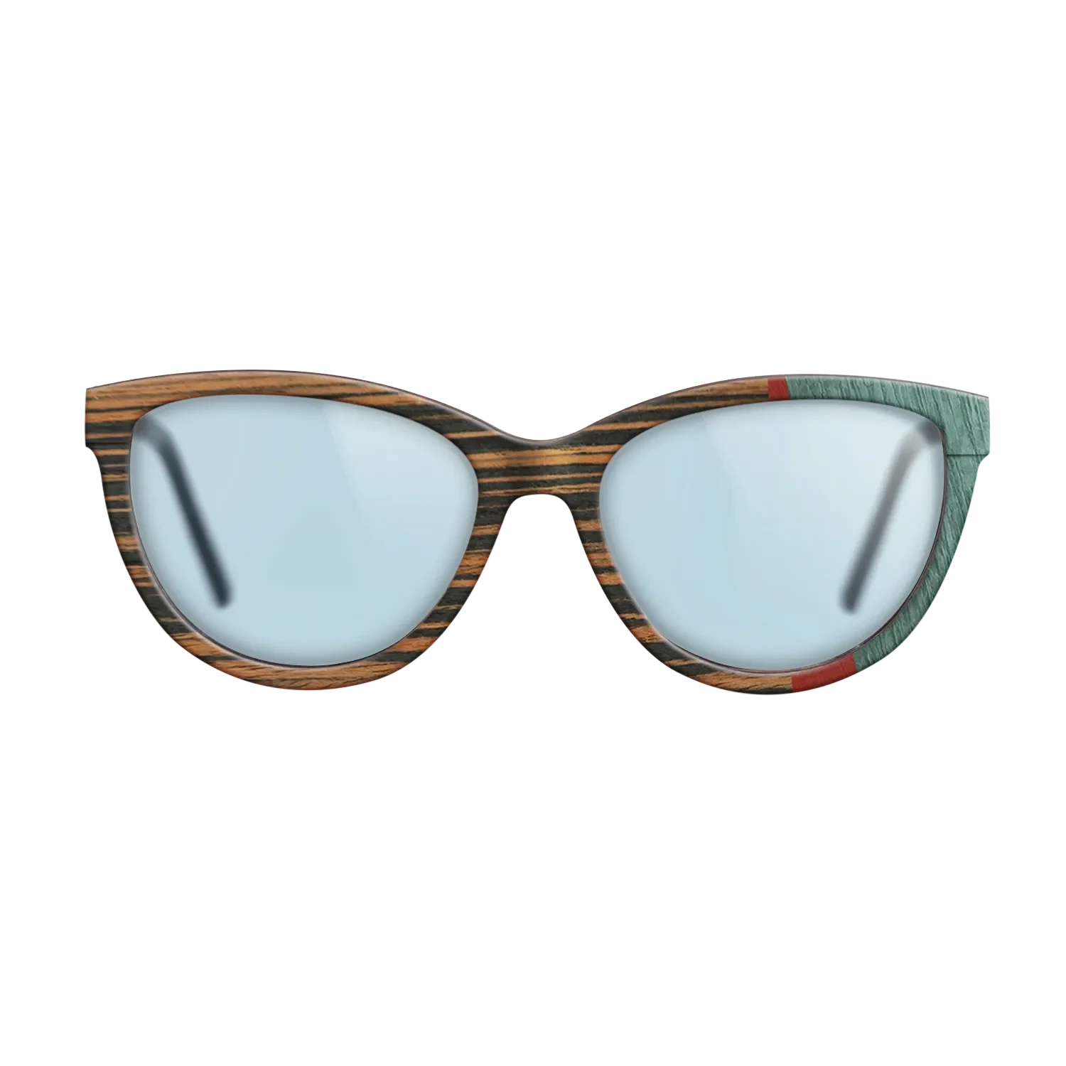 Italian Ebony,Poplar Dyed: Red,Fumed Oak,Poplar Dyed: Baby Blue: Angle Cut - The Maiden - Cat - SIRIS wood optic