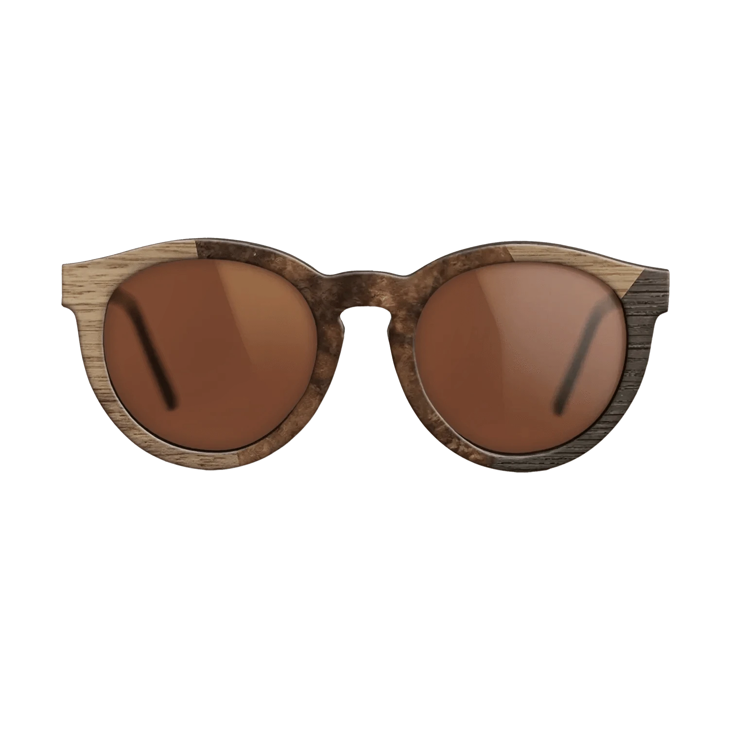 Walnut Burl,Walnut: Straight Grain,Rosewood Reconstituted: Angle Cut - The Rebel - Round - 1683 - SIRIS wood optic