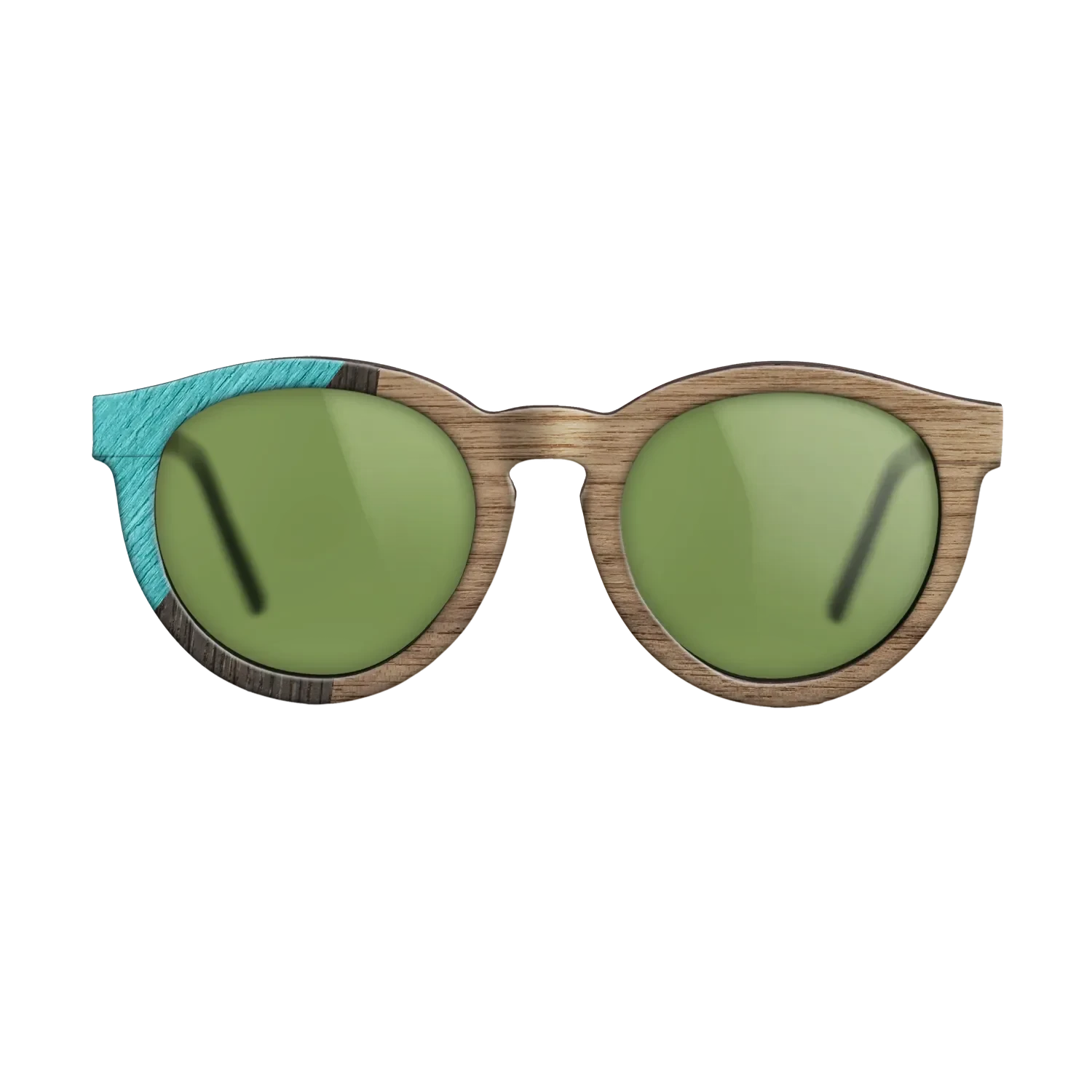 Walnut: Straight Grain,Poplar Dyed: Turquoise,Fumed Oak: Geometric - The Rebel - Round - SIRIS wood optic