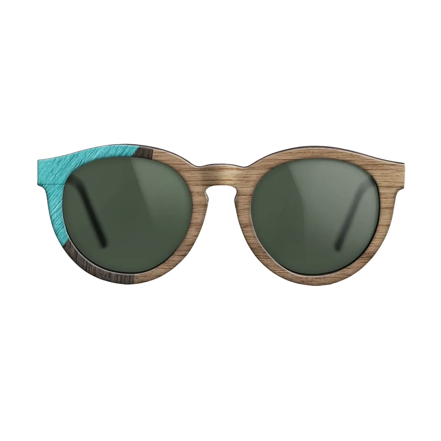 Walnut: Straight Grain,Poplar Dyed: Turquoise,Fumed Oak: Geometric - The Rebel - Round - SIRIS wood optic