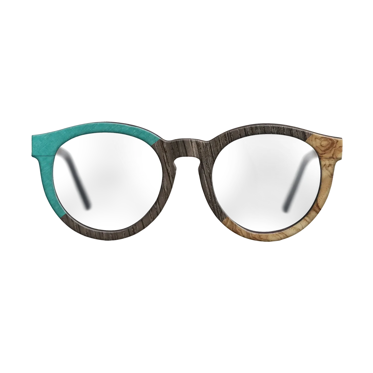 Poplar Dyed: Turquoise,Fumed Oak,Olive Burl: Angle Cut - The Rebel - Round - SIRIS wood optic