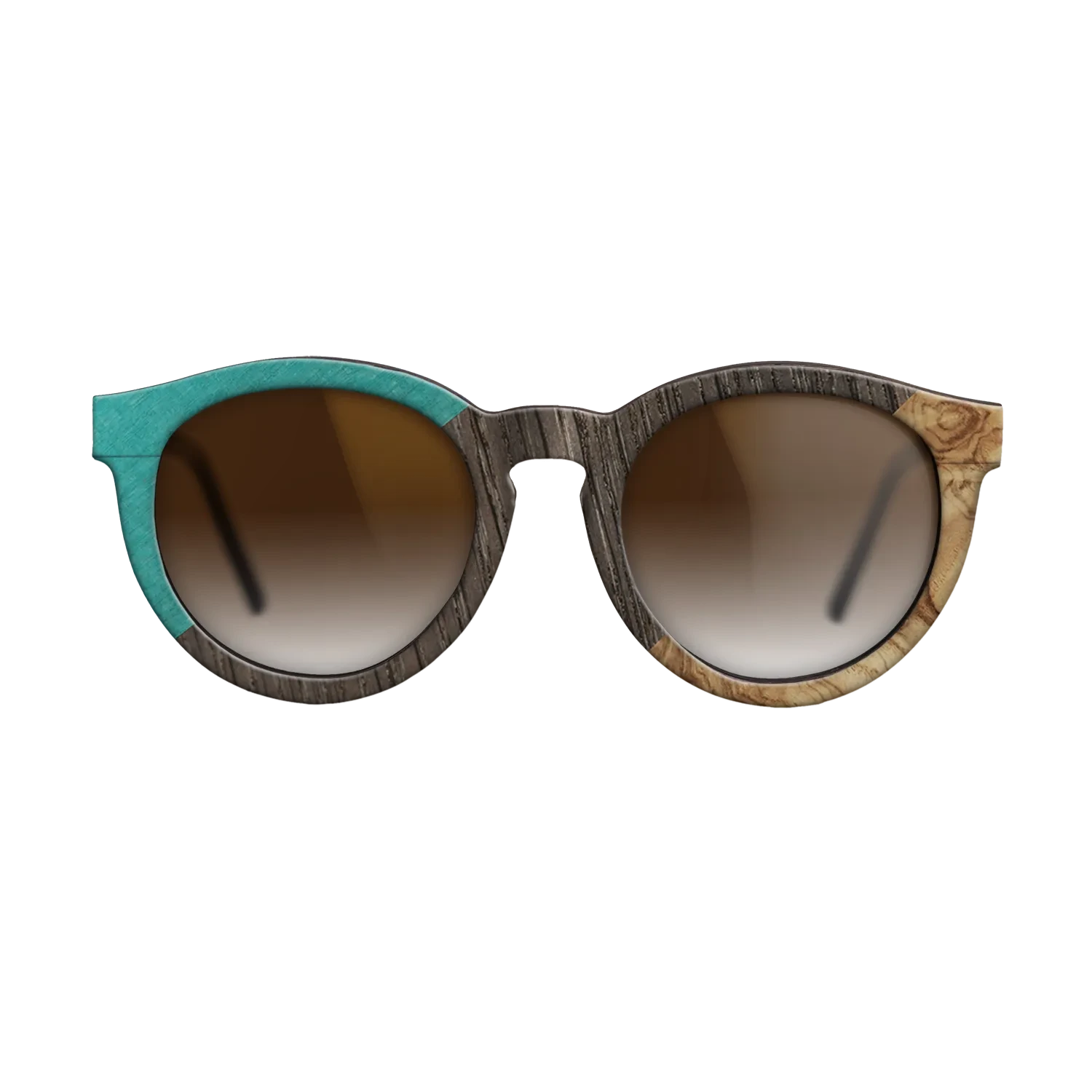 Poplar Dyed: Turquoise,Fumed Oak,Olive Burl: Angle Cut - The Rebel - Round - SIRIS wood optic