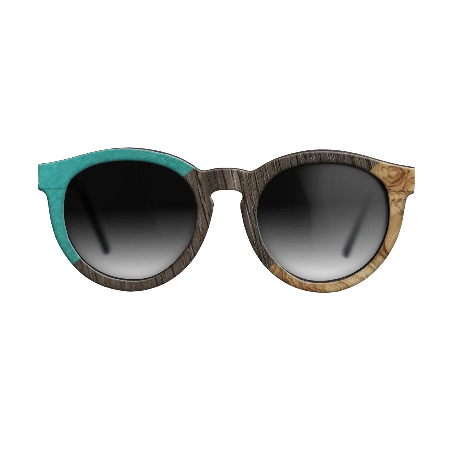 Poplar Dyed: Turquoise,Fumed Oak,Olive Burl: Angle Cut - The Rebel - Round - SIRIS wood optic