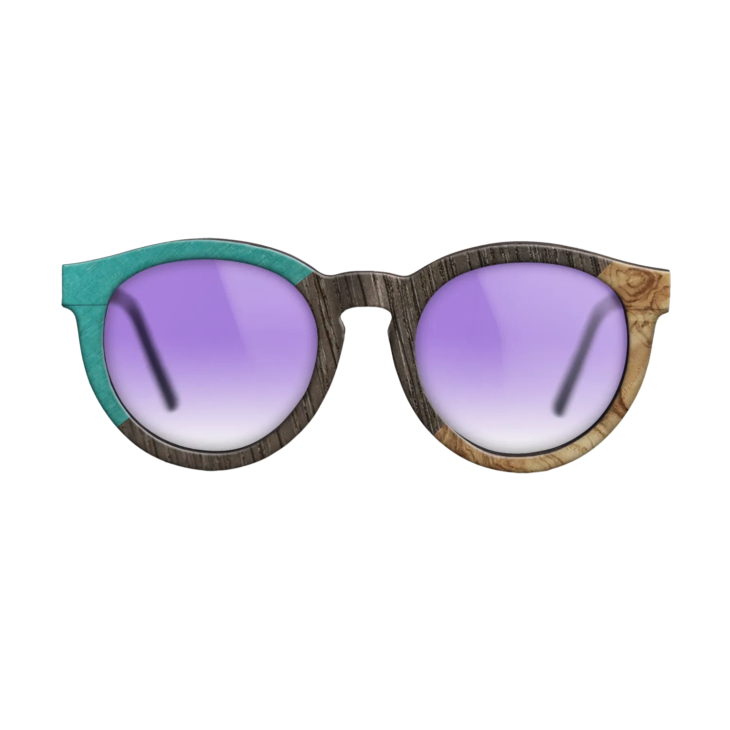 Poplar Dyed: Turquoise,Fumed Oak,Olive Burl: Angle Cut - The Rebel - Round - SIRIS wood optic