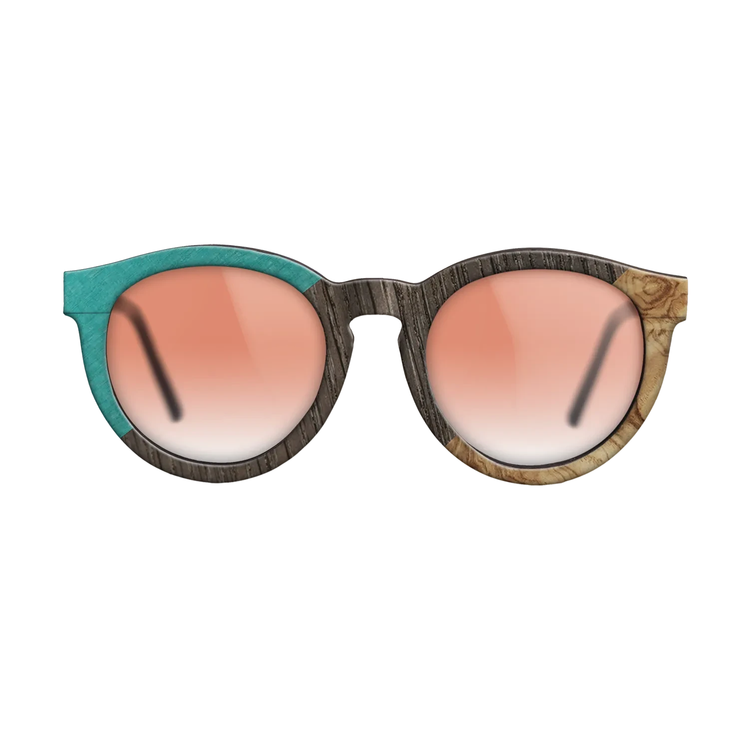 Poplar Dyed: Turquoise,Fumed Oak,Olive Burl: Angle Cut - The Rebel - Round - SIRIS wood optic