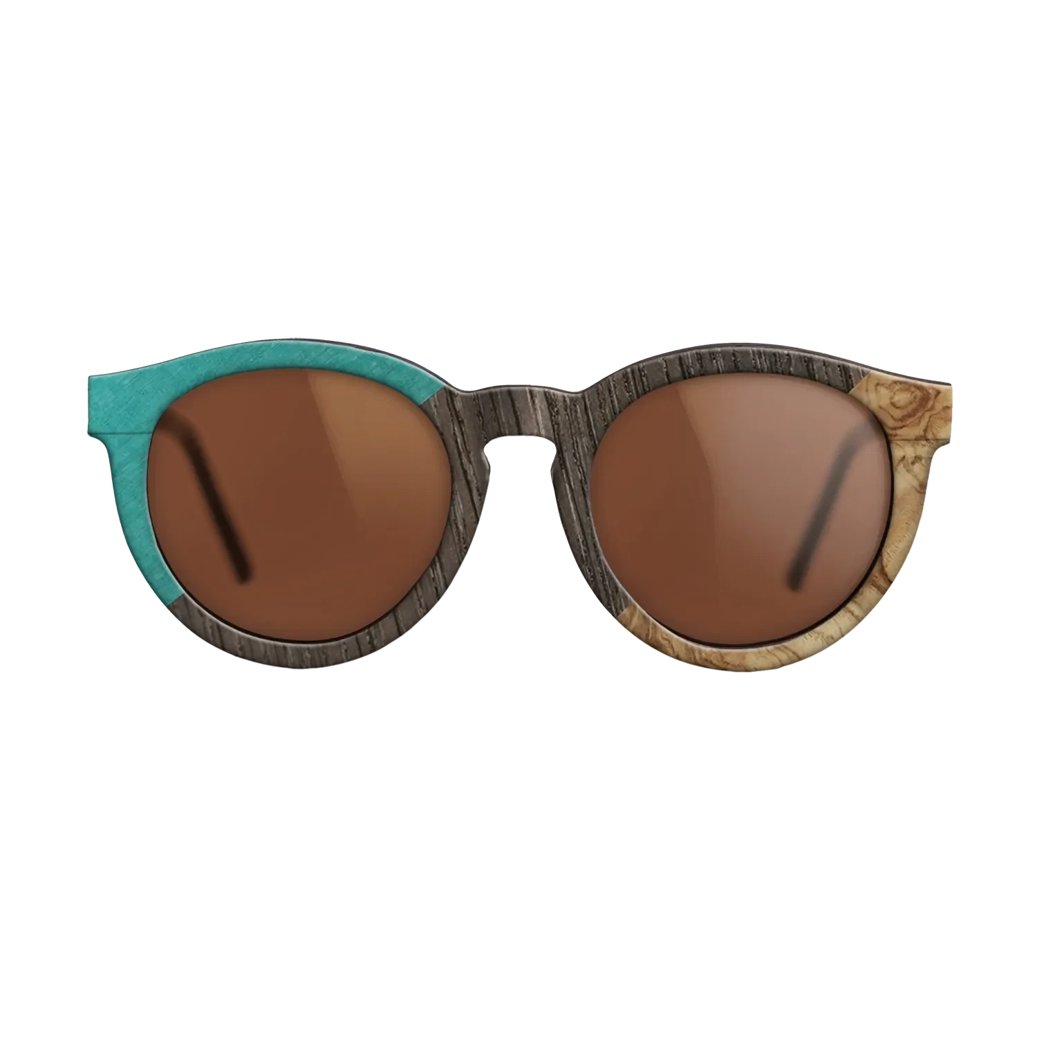 Poplar Dyed: Turquoise,Fumed Oak,Olive Burl: Angle Cut - The Rebel - Round - SIRIS wood optic