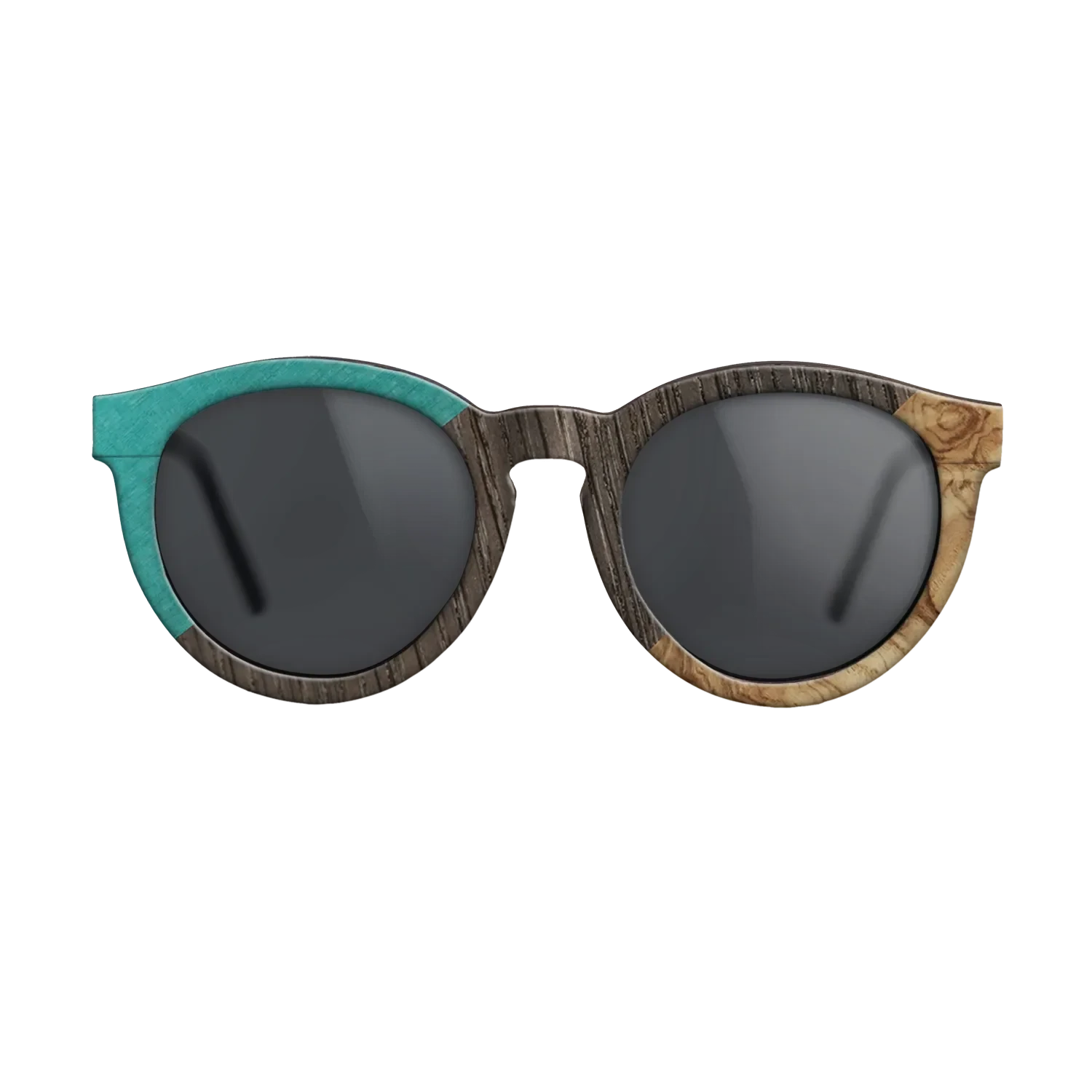 Poplar Dyed: Turquoise,Fumed Oak,Olive Burl: Angle Cut - The Rebel - Round - SIRIS wood optic