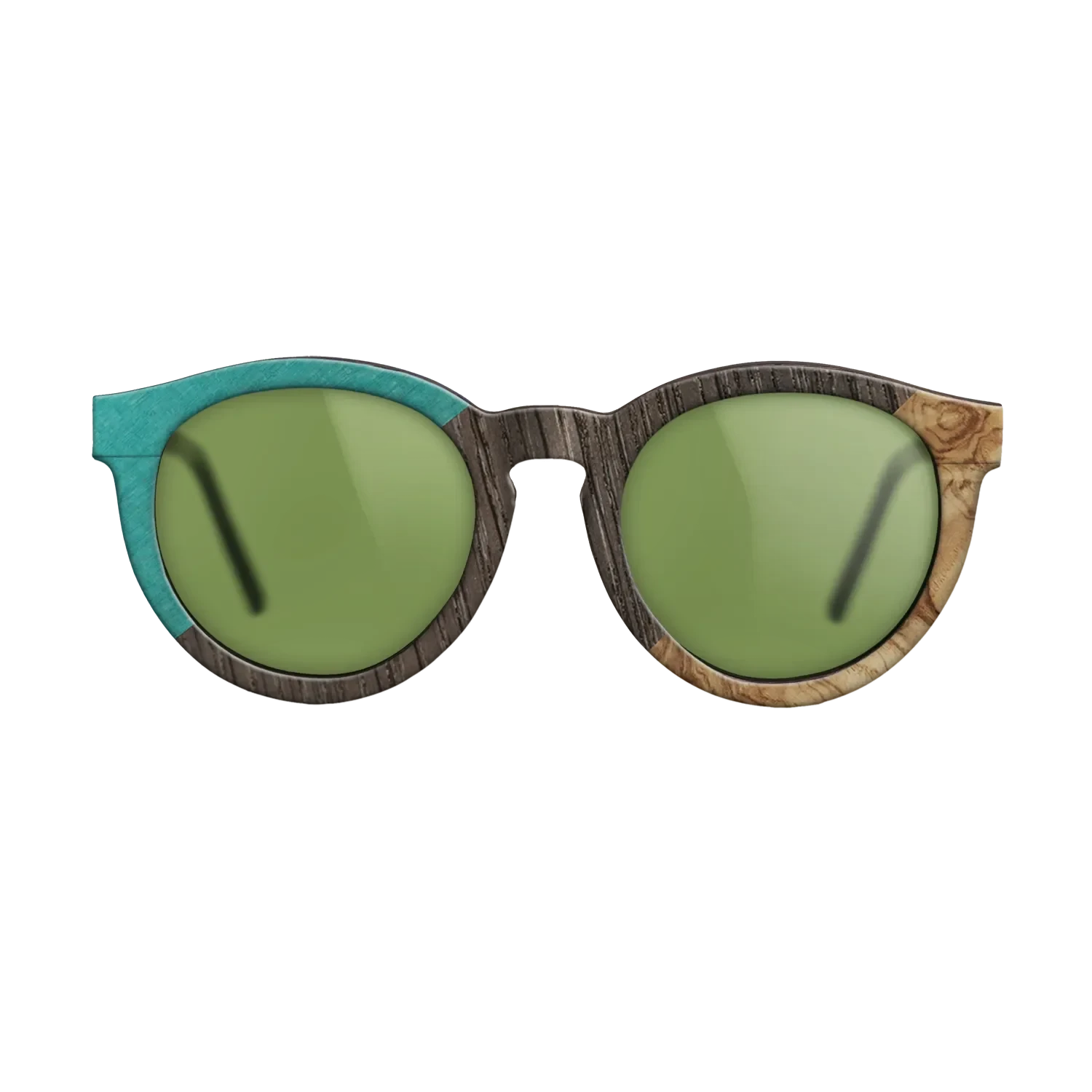 Poplar Dyed: Turquoise,Fumed Oak,Olive Burl: Angle Cut - The Rebel - Round - SIRIS wood optic