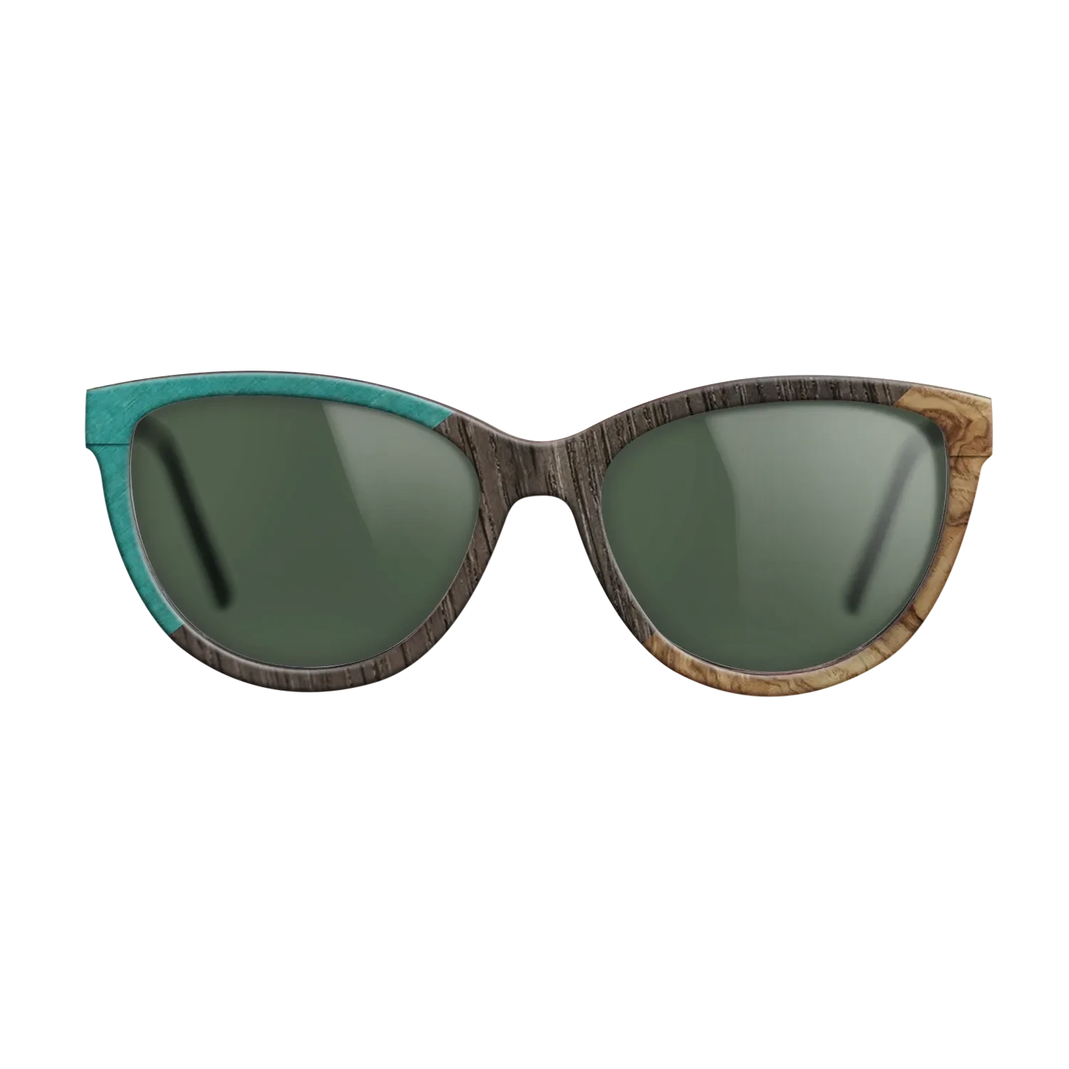 Poplar Dyed: Turquoise,Fumed Oak,Olive Burl: Angle Cut - The Maiden - Cat - SIRIS wood optic