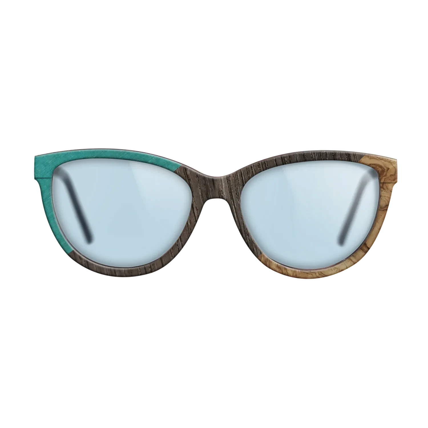Poplar Dyed: Turquoise,Fumed Oak,Olive Burl: Angle Cut - The Maiden - Cat - SIRIS wood optic