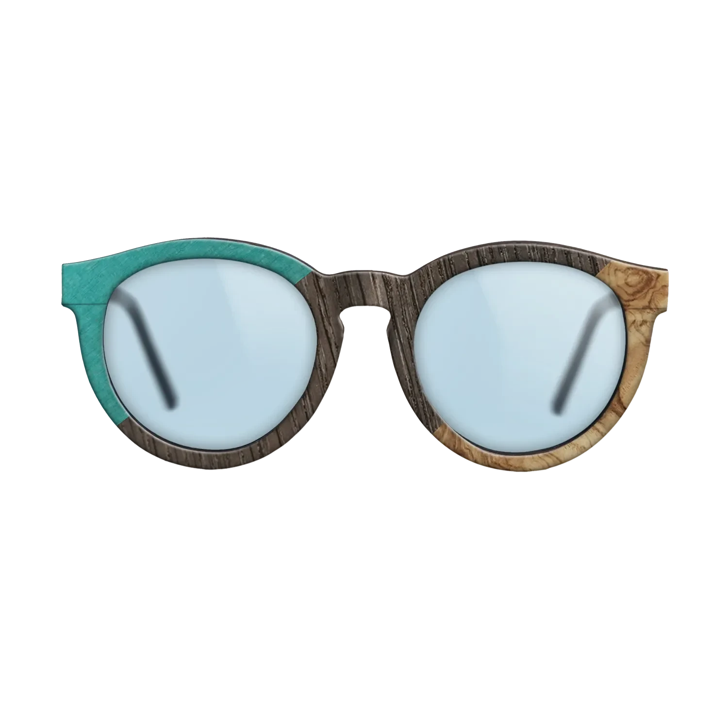 Poplar Dyed: Turquoise,Fumed Oak,Olive Burl: Angle Cut - The Rebel - Round - SIRIS wood optic