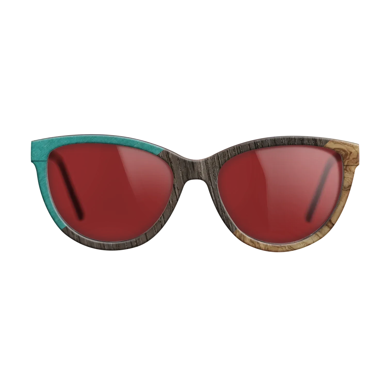Poplar Dyed: Turquoise,Fumed Oak,Olive Burl: Angle Cut - The Maiden - Cat - SIRIS wood optic