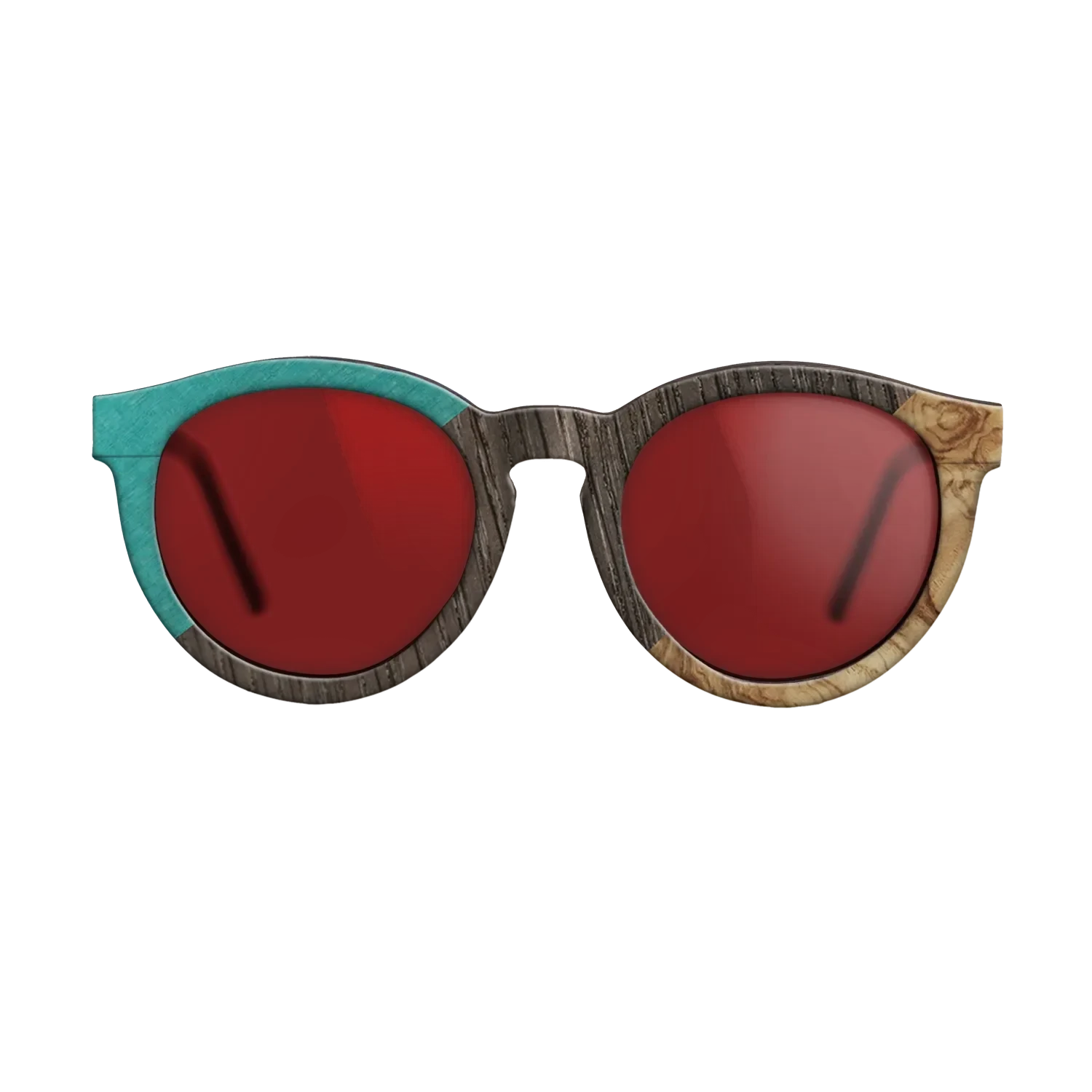 Poplar Dyed: Turquoise,Fumed Oak,Olive Burl: Angle Cut - The Rebel - Round - SIRIS wood optic