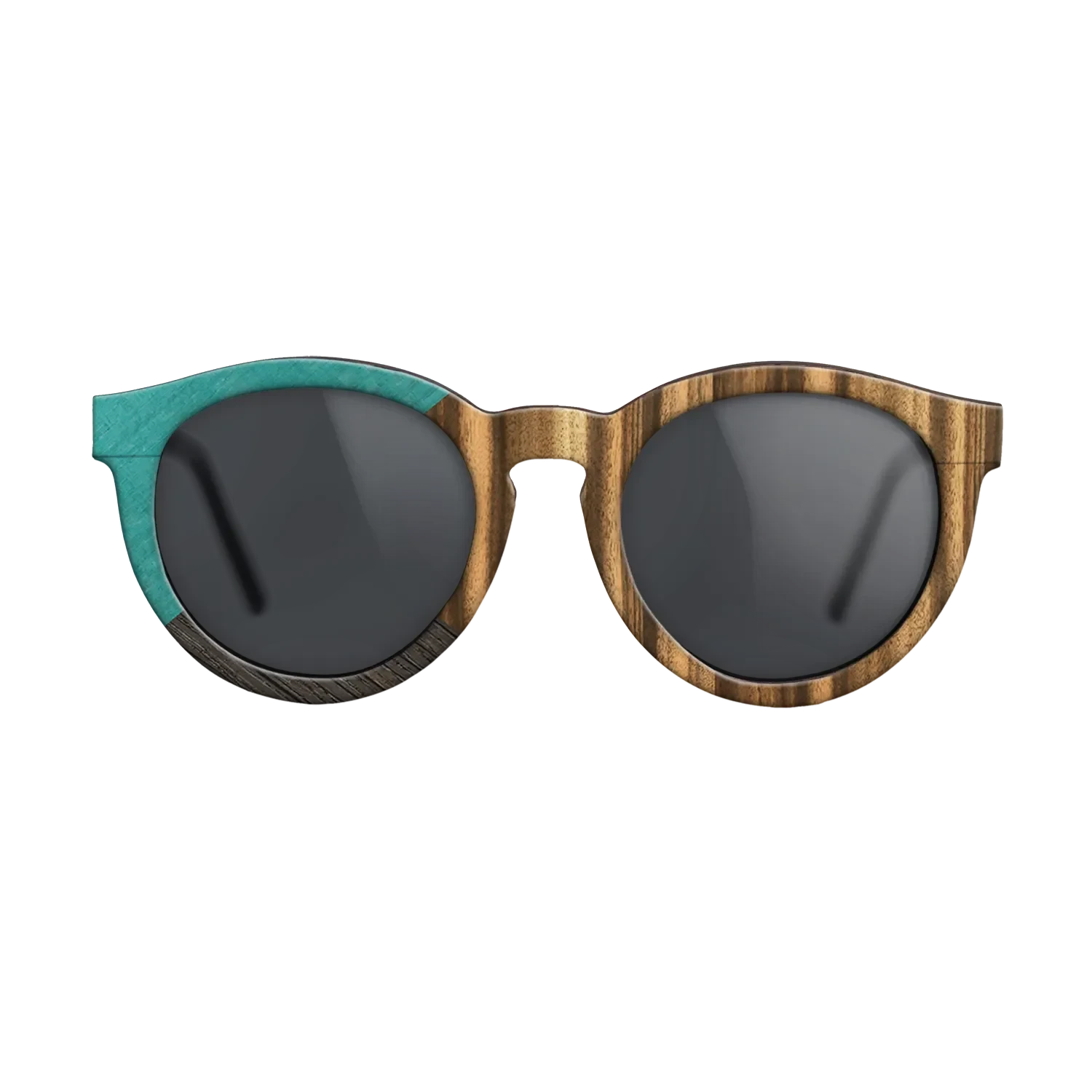 Zebrawood Reconstituted,Poplar Dyed: Turquoise,Fumed Oak: Geometric - The Rebel - Round - SIRIS wood optic