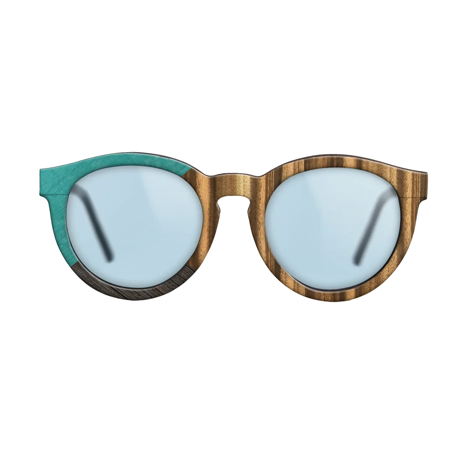 Zebrawood Reconstituted,Poplar Dyed: Turquoise,Fumed Oak: Geometric - The Rebel - Round - SIRIS wood optic