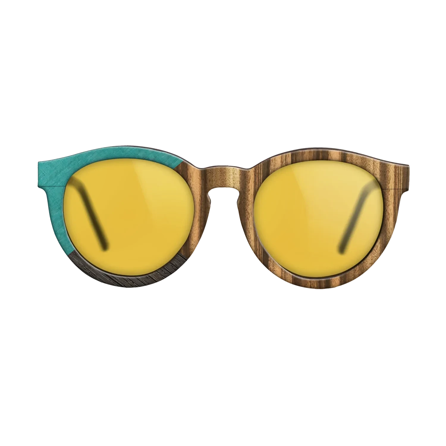 Zebrawood Reconstituted,Poplar Dyed: Turquoise,Fumed Oak: Geometric - The Rebel - Round - SIRIS wood optic