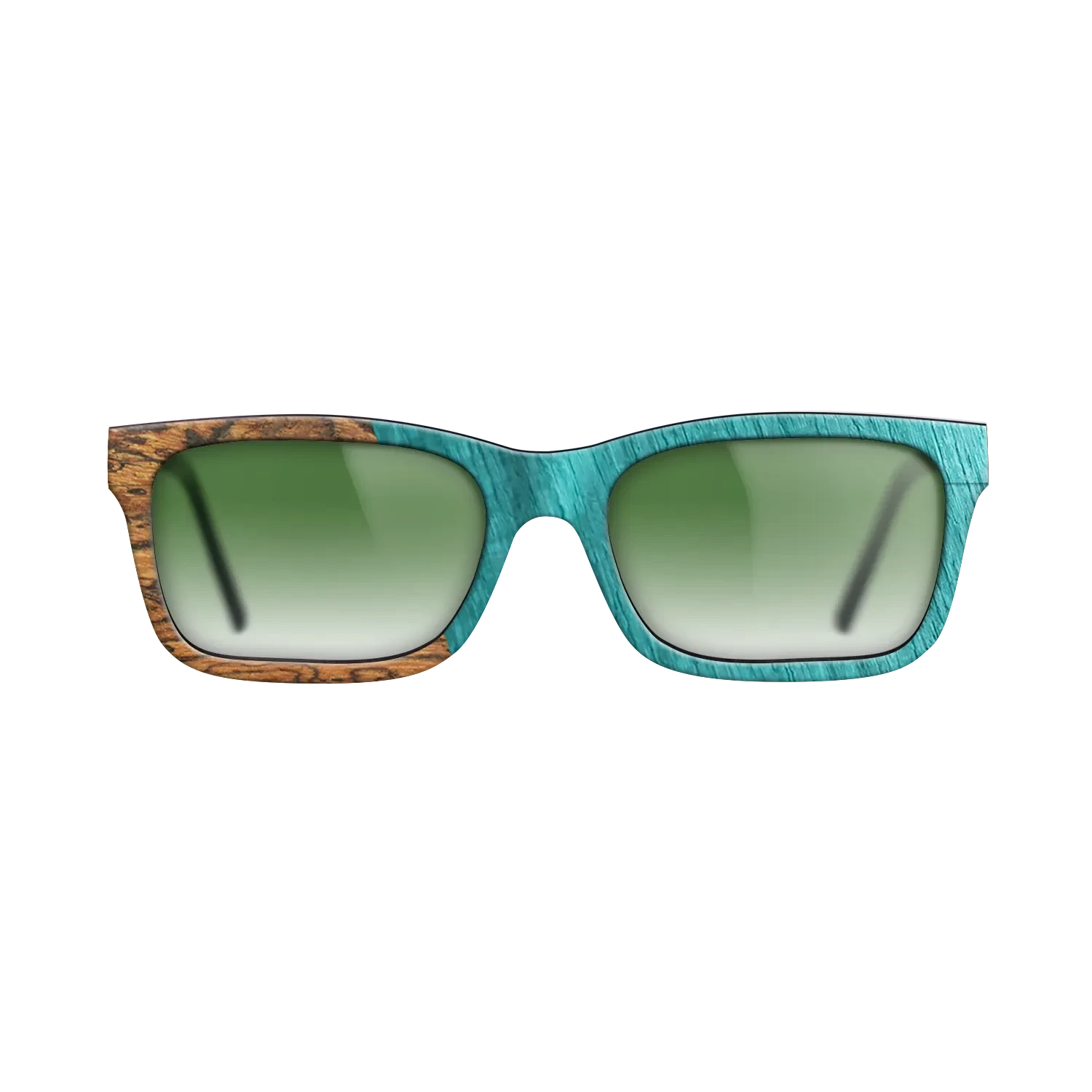 Wenge,Bocote,Poplar Dyed: Turquoise: Angle Cut - The Sage - Rectangle - SIRIS wood optic