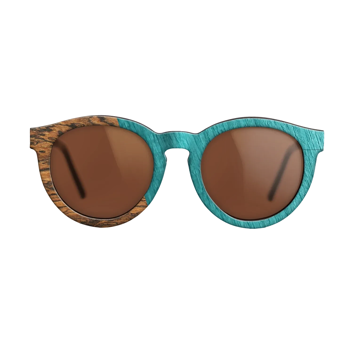 Wenge,Bocote,Poplar Dyed: Turquoise: Angle Cut - The Rebel - Round - SIRIS wood optic