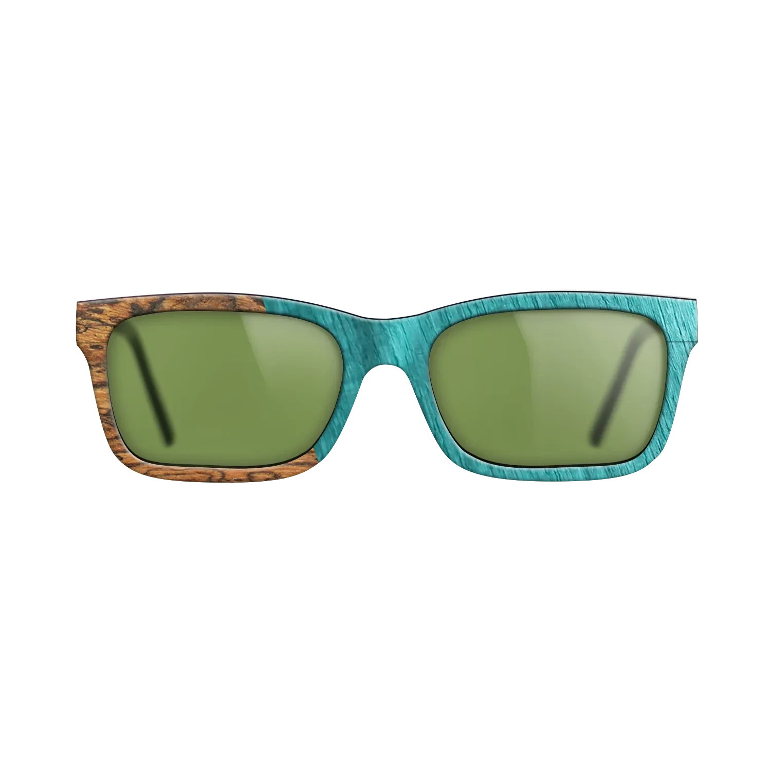 Wenge,Bocote,Poplar Dyed: Turquoise: Angle Cut - The Sage - Rectangle - SIRIS wood optic