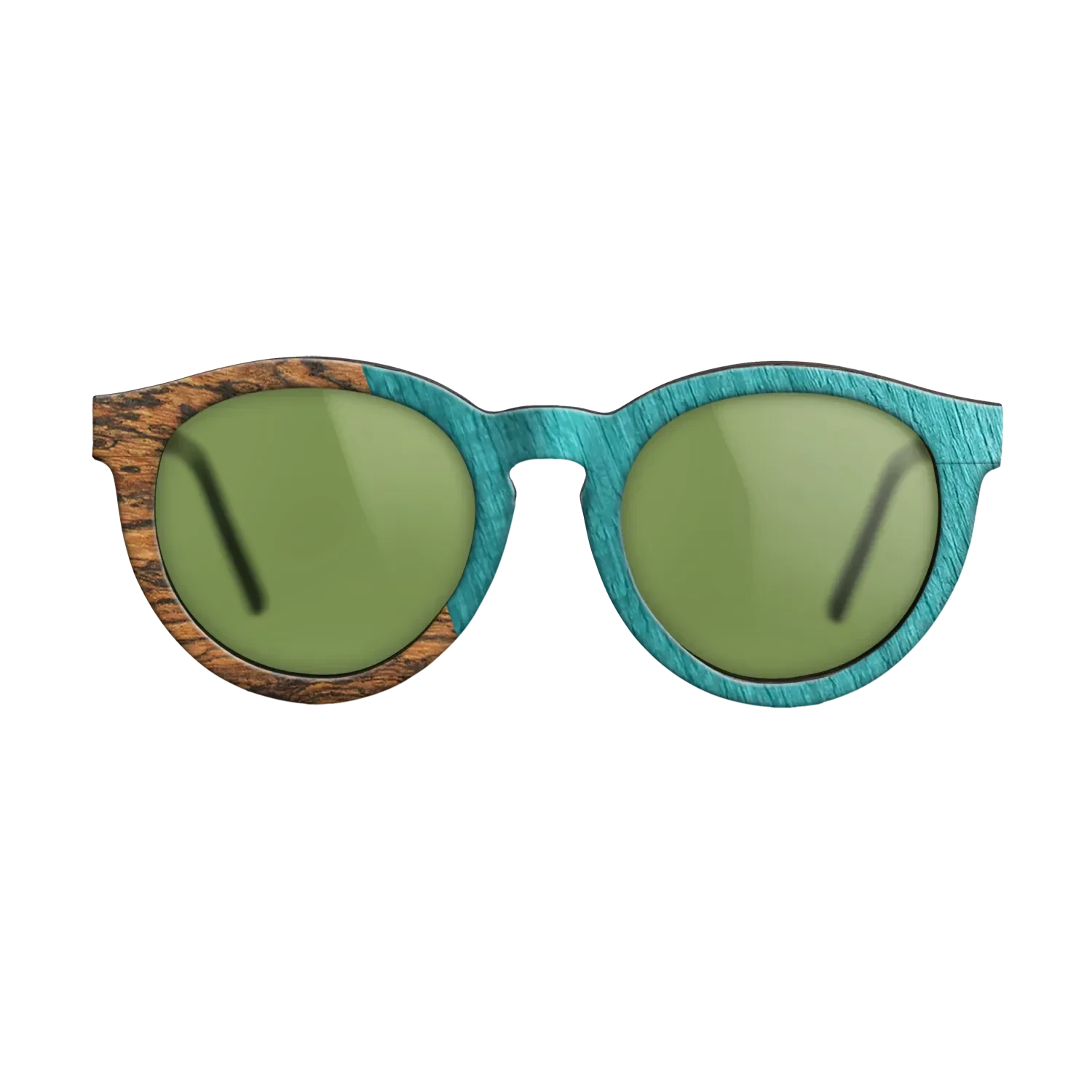 Wenge,Bocote,Poplar Dyed: Turquoise: Angle Cut - The Rebel - Round - SIRIS wood optic