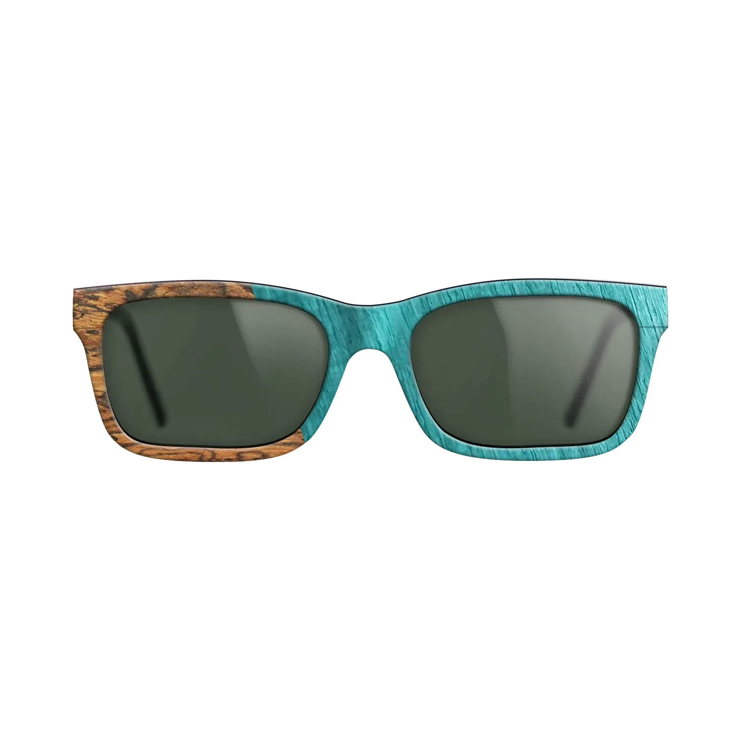 Wenge,Bocote,Poplar Dyed: Turquoise: Angle Cut - The Sage - Rectangle - SIRIS wood optic