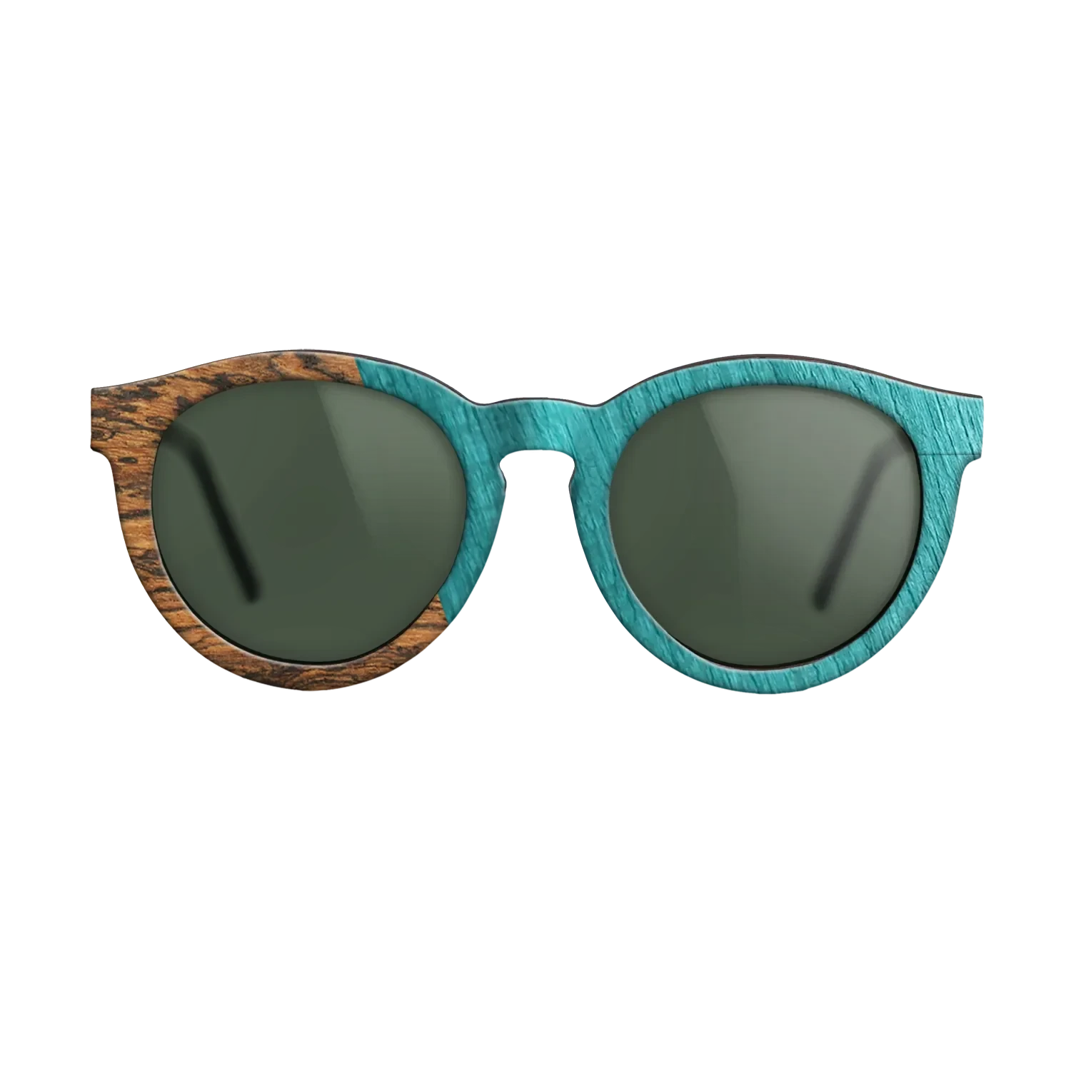 Wenge,Bocote,Poplar Dyed: Turquoise: Angle Cut - The Rebel - Round - SIRIS wood optic