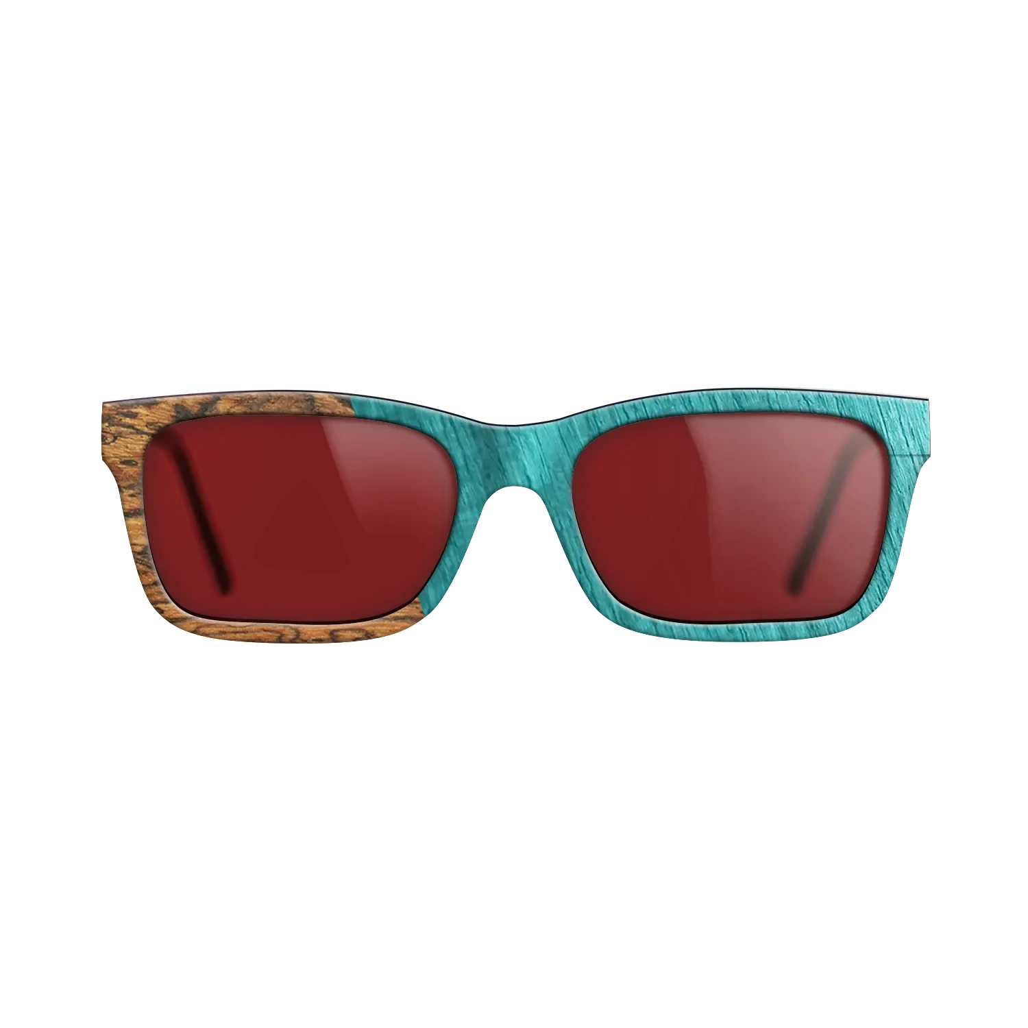 Wenge,Bocote,Poplar Dyed: Turquoise: Angle Cut - The Sage - Rectangle - SIRIS wood optic