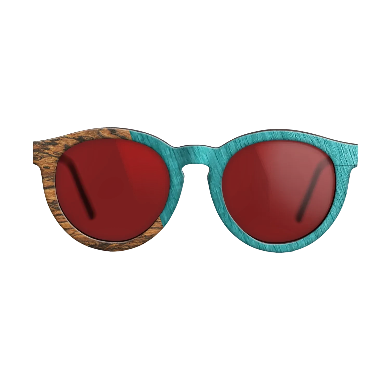 Wenge,Bocote,Poplar Dyed: Turquoise: Angle Cut - The Rebel - Round - SIRIS wood optic
