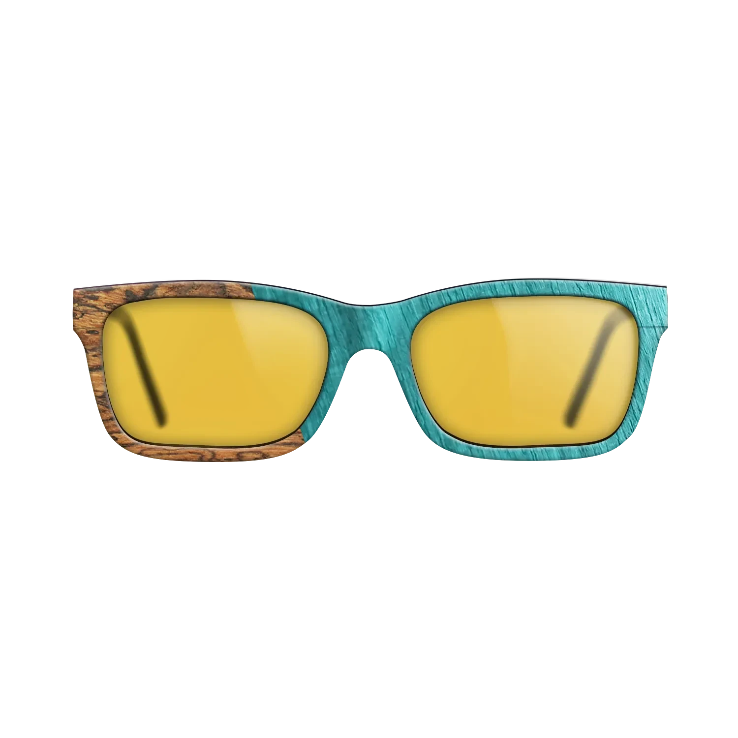 Wenge,Bocote,Poplar Dyed: Turquoise: Angle Cut - The Sage - Rectangle - SIRIS wood optic