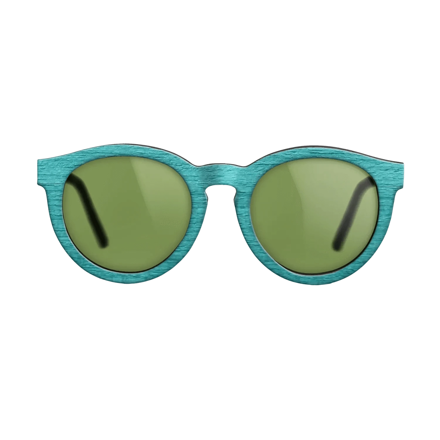 Turquoise Front Walnut Temples - The Rebel - Round - 2083  - Chroma - SIRIS wood optic