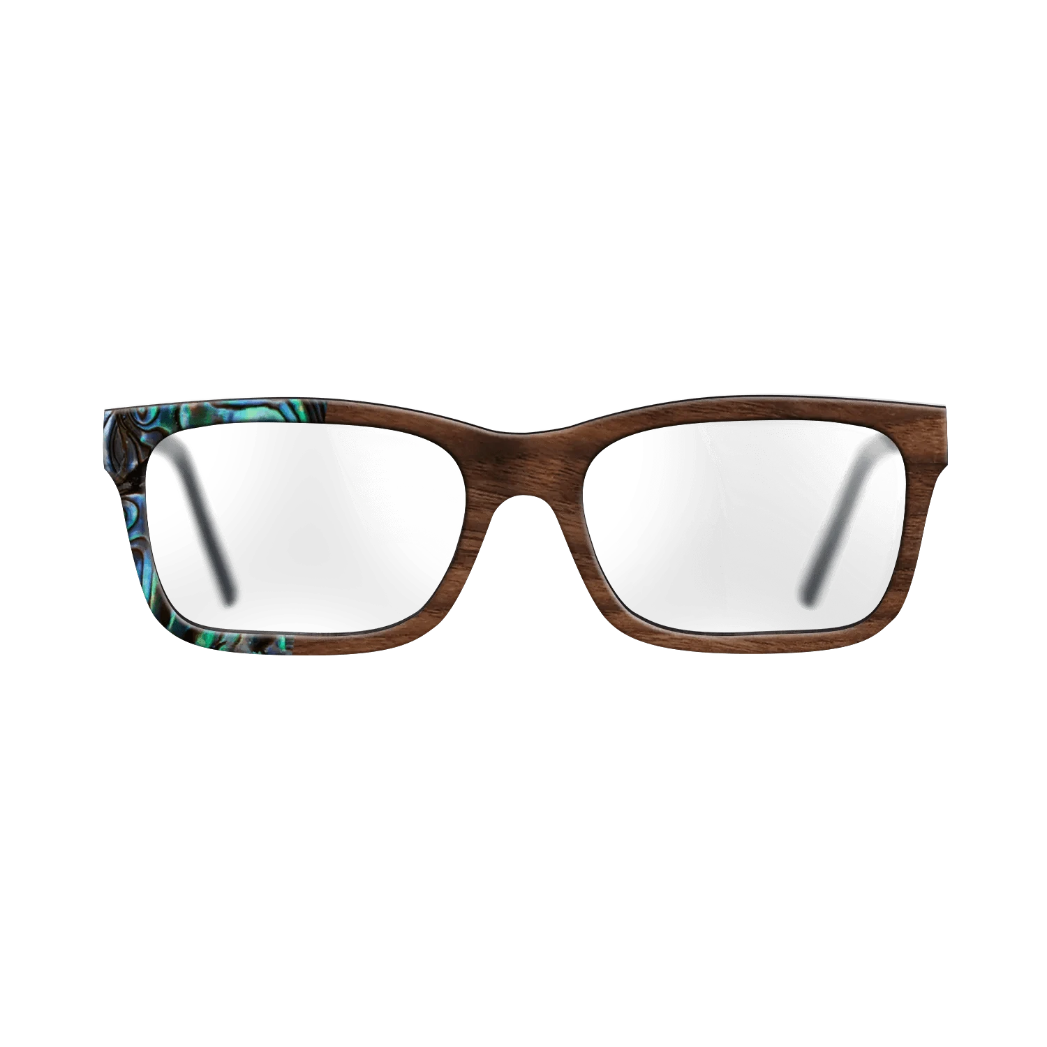 Olive Burl,Abalone Shell,Walnut Claro Dark,Italian Ebony: Patch - The Sage - Rectangle - SIRIS wood optic