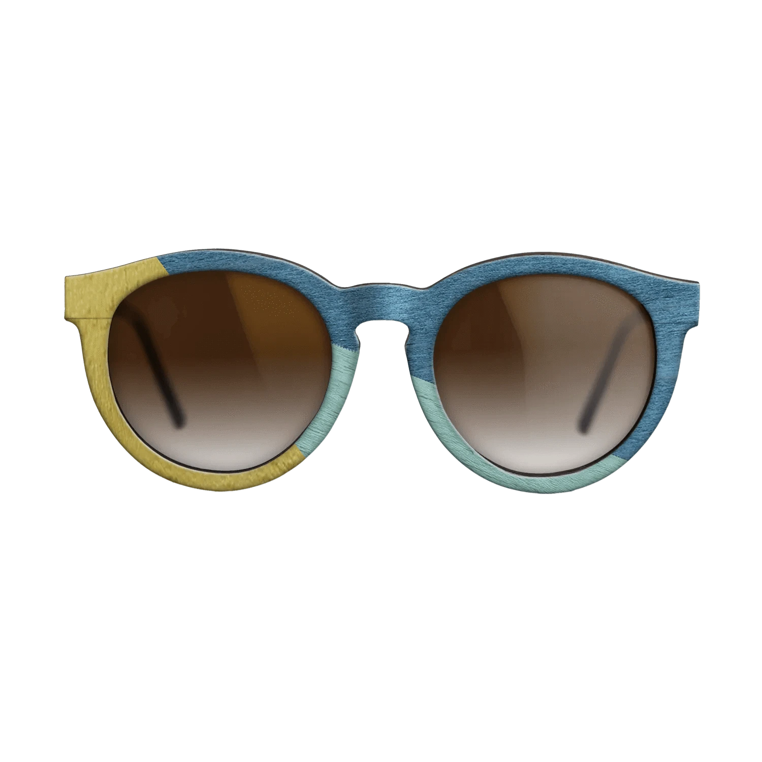 Poplar Dyed: Yellow,Poplar Dyed: Baby Blue,Poplar Dyed: Blue Denim: Angle Cut - The Rebel - Round - SIRIS wood optic