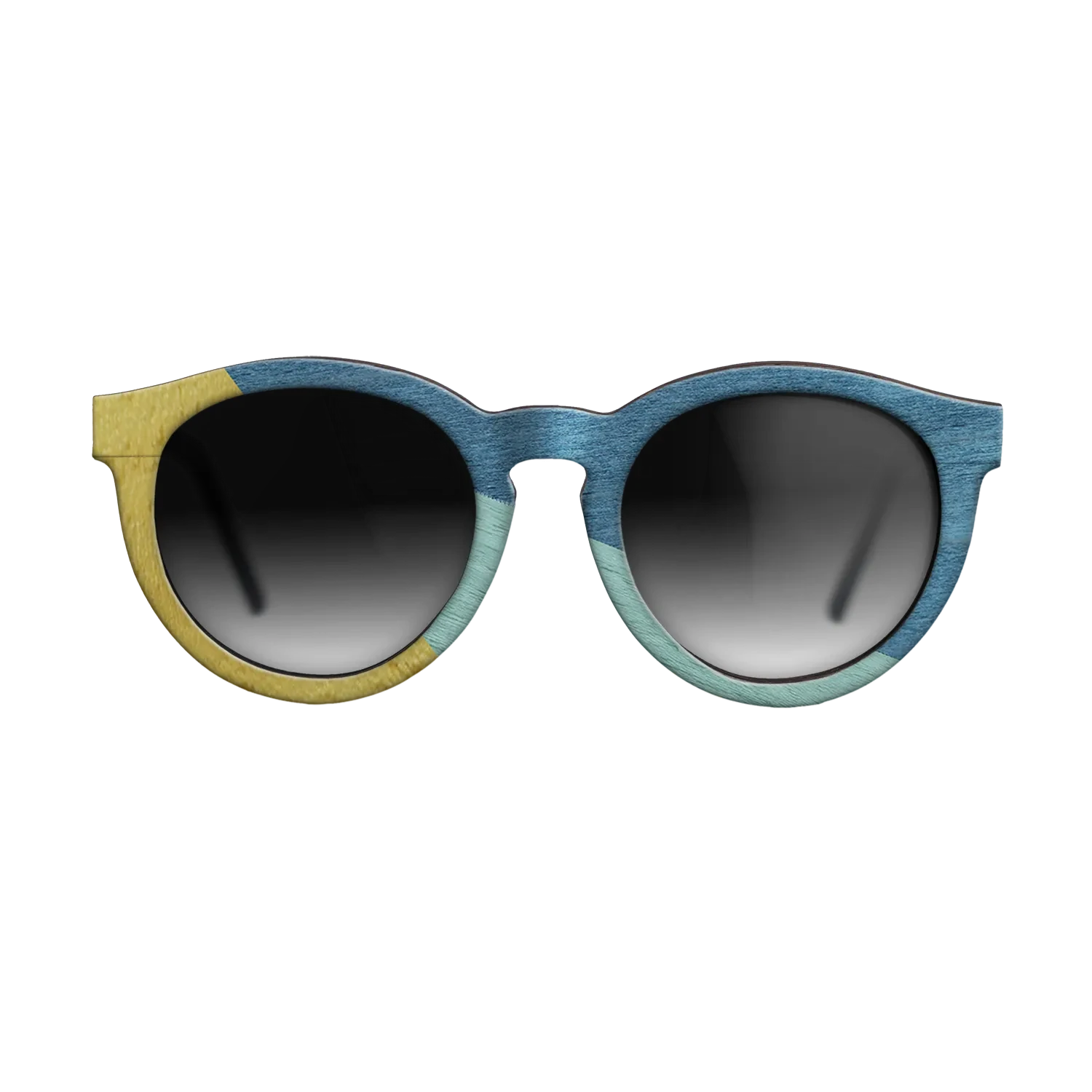 Poplar Dyed: Yellow,Poplar Dyed: Baby Blue,Poplar Dyed: Blue Denim: Angle Cut - The Rebel - Round - SIRIS wood optic