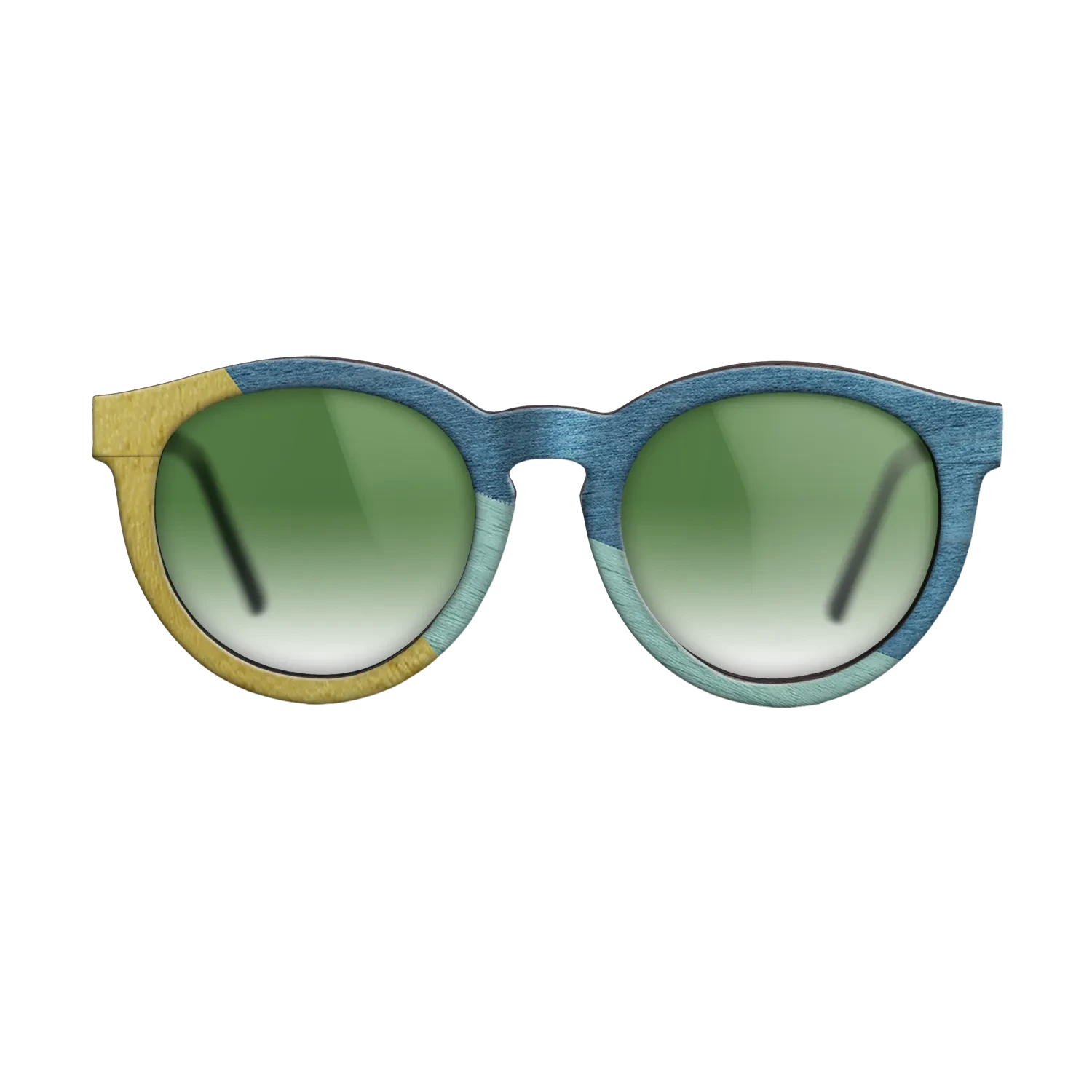 Poplar Dyed: Yellow,Poplar Dyed: Baby Blue,Poplar Dyed: Blue Denim: Angle Cut - The Rebel - Round - SIRIS wood optic