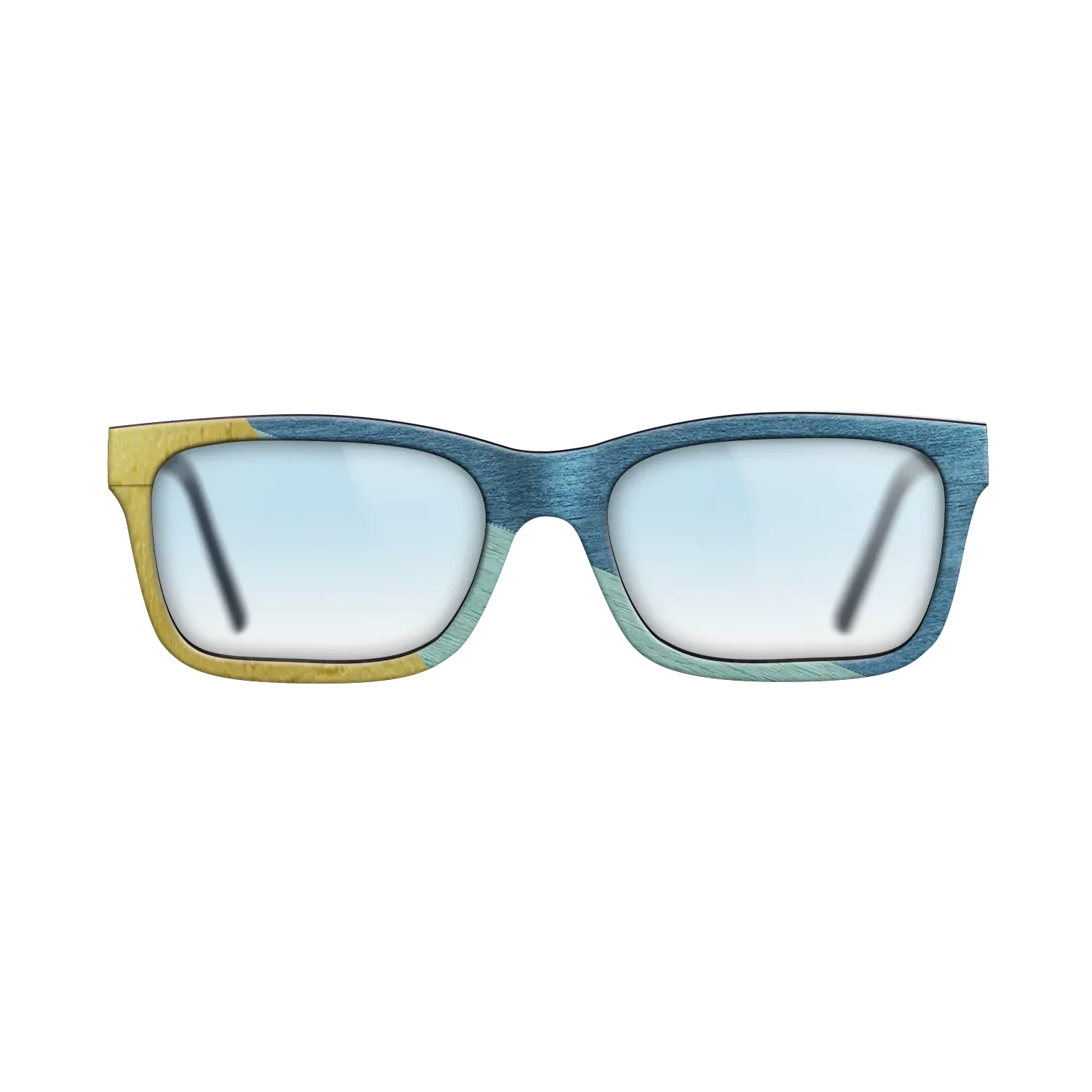 Poplar Dyed: Yellow,Poplar Dyed: Baby Blue,Poplar Dyed: Blue Denim: Angle Cut - The Sage - Rectangle - SIRIS wood optic