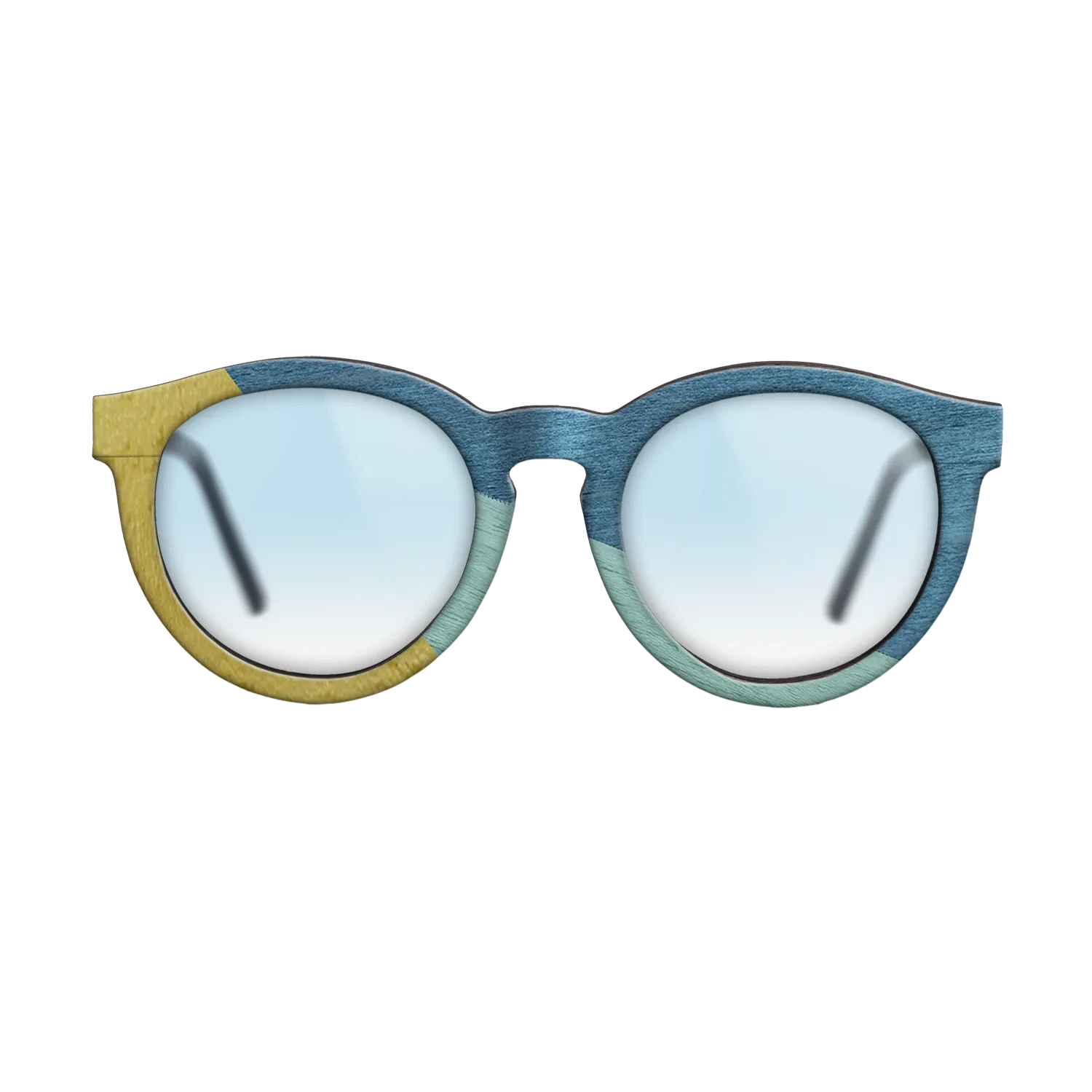 Poplar Dyed: Yellow,Poplar Dyed: Baby Blue,Poplar Dyed: Blue Denim: Angle Cut - The Rebel - Round - SIRIS wood optic