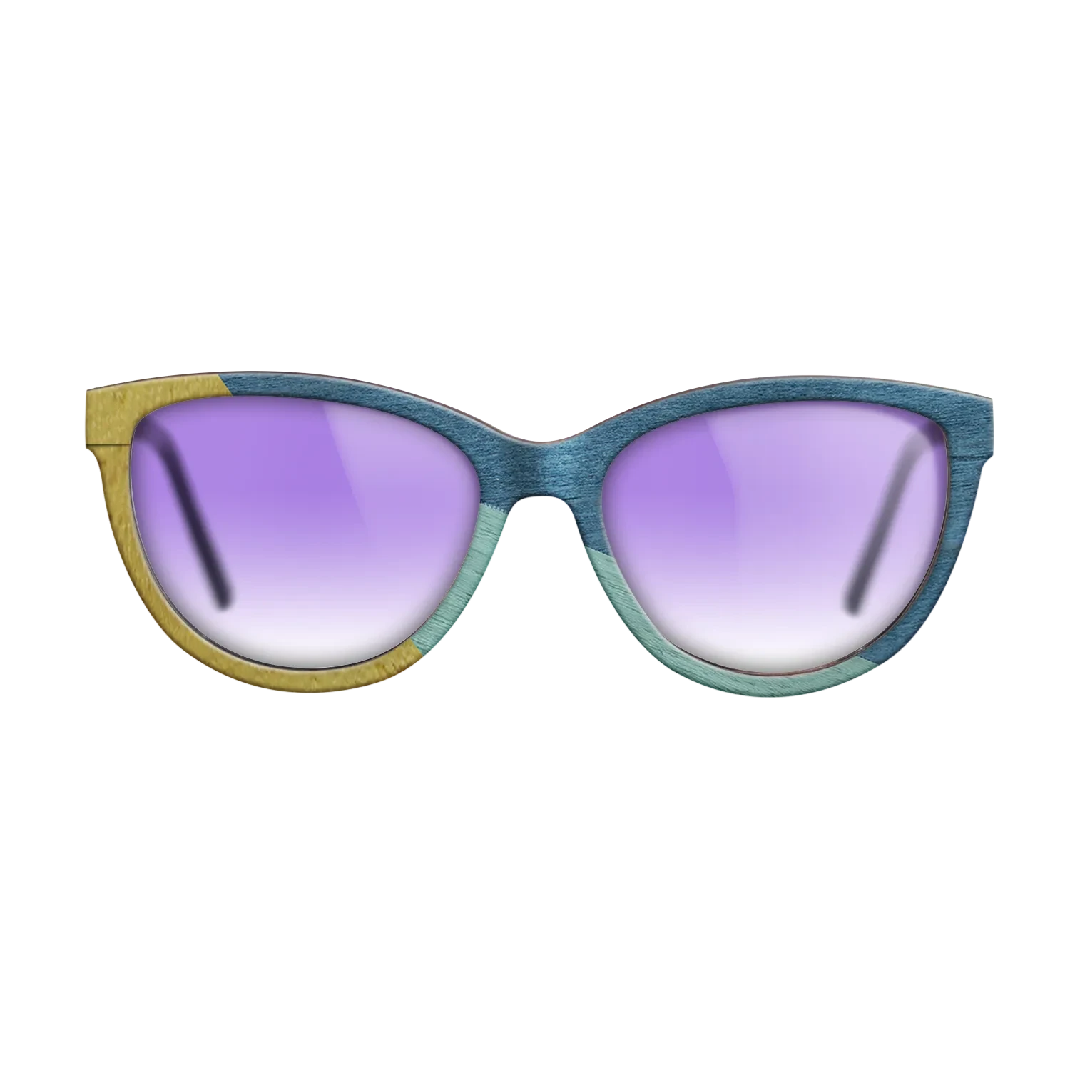 Poplar Dyed: Yellow,Poplar Dyed: Baby Blue,Poplar Dyed: Blue Denim: Angle Cut - The Maiden - Cat - SIRIS wood optic
