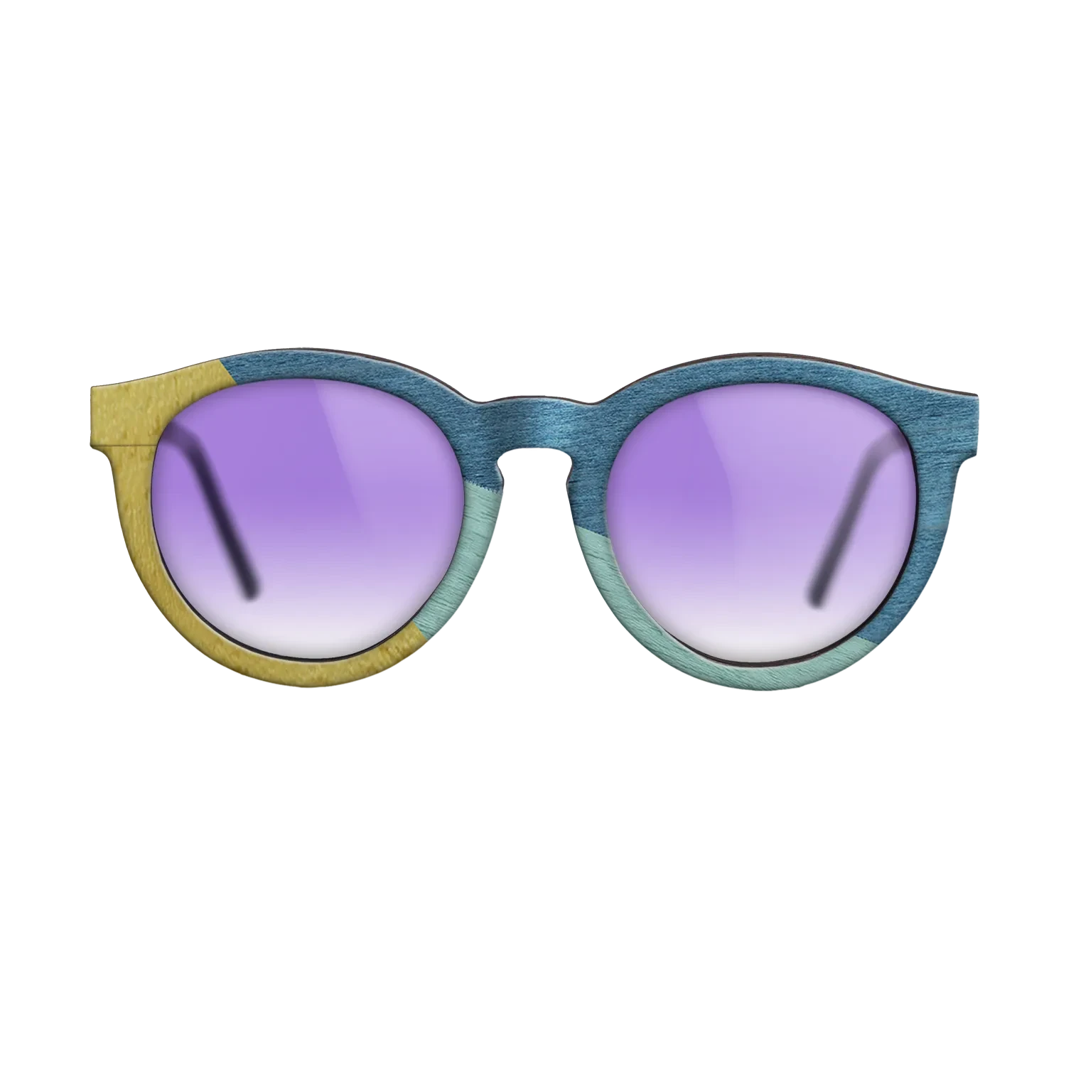 Poplar Dyed: Yellow,Poplar Dyed: Baby Blue,Poplar Dyed: Blue Denim: Angle Cut - The Rebel - Round - SIRIS wood optic