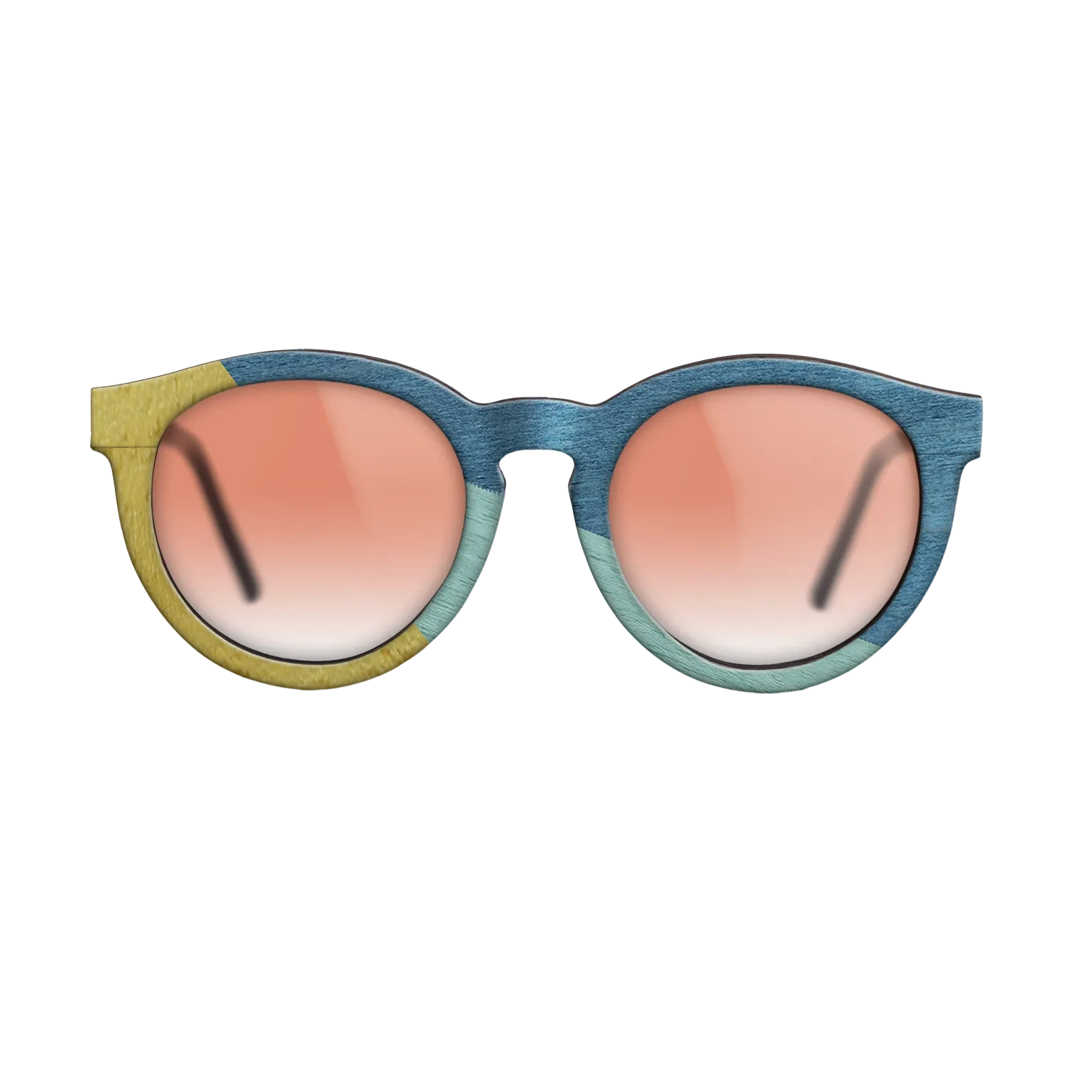 Poplar Dyed: Yellow,Poplar Dyed: Baby Blue,Poplar Dyed: Blue Denim: Angle Cut - The Rebel - Round - SIRIS wood optic