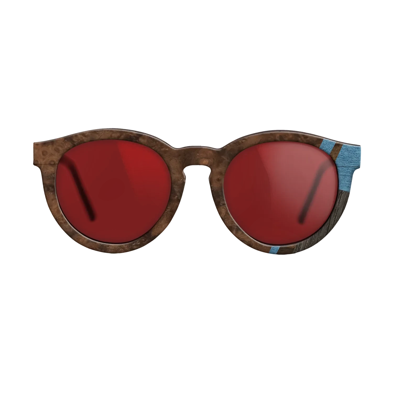 Walnut Burl,Fumed Oak,Poplar Dyed: Blue Denim,Walnut: Straight Grain,Ziricote Dark Quartered: Mosaic - The Rebel - Round - SIRIS wood optic