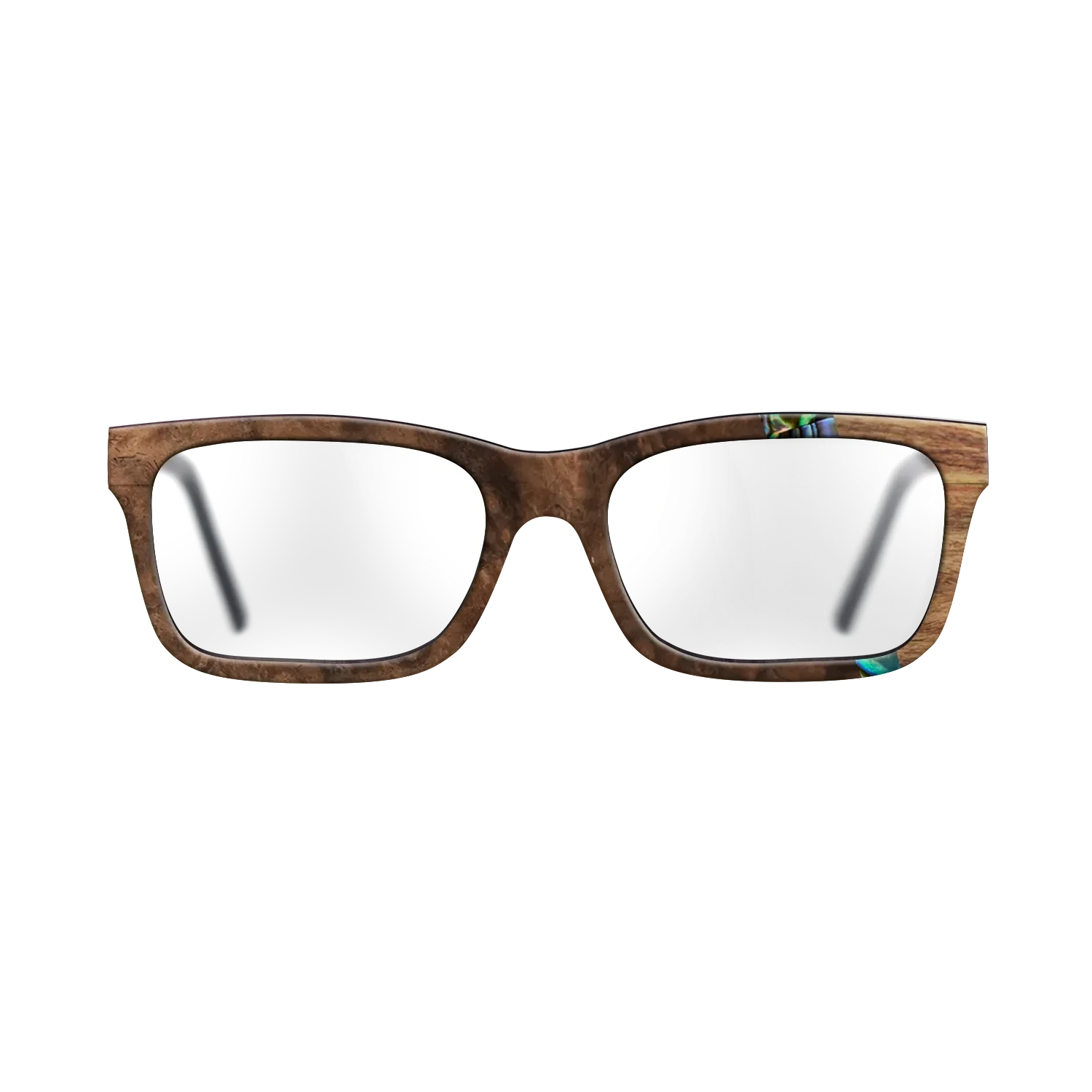 Walnut Burl,Abalone Shell,Santos Rosewood Dark: Wedge - The Sage - Rectangle - SIRIS wood optic