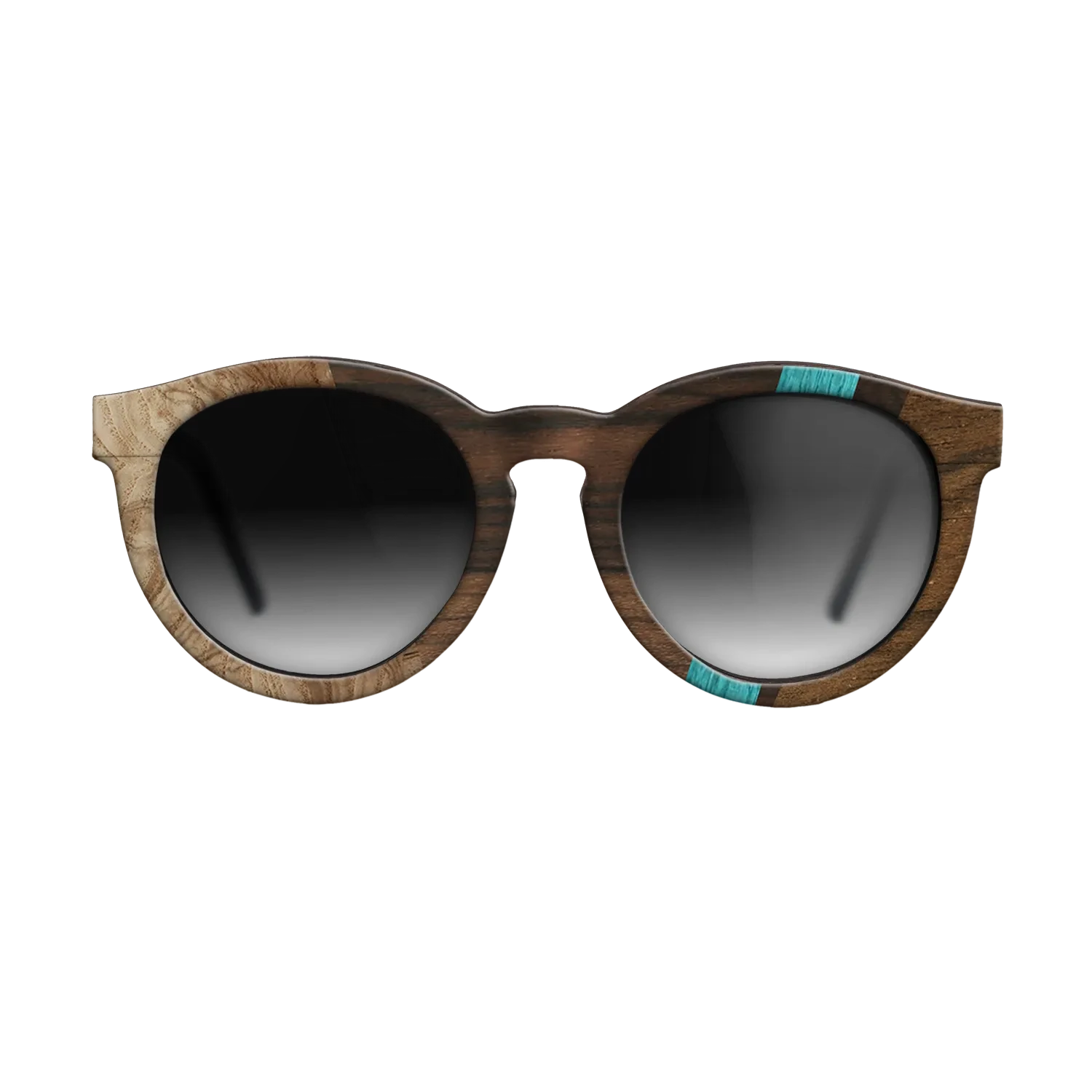 Ziricote Dark Quartered,Poplar Dyed: Turquoise,Olive Burl: Angle Cut - The Rebel - Round - SIRIS wood optic