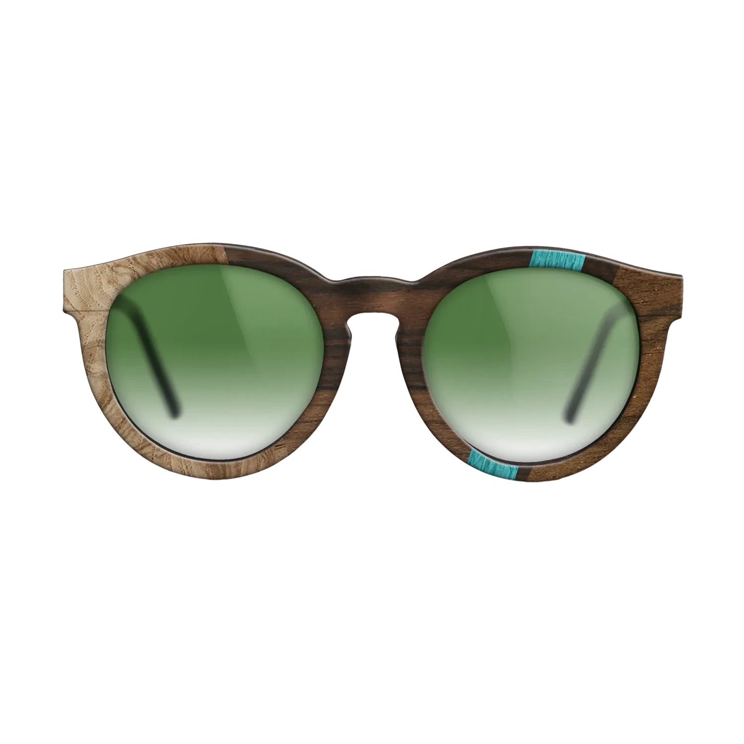 Ziricote Dark Quartered,Poplar Dyed: Turquoise,Olive Burl: Angle Cut - The Rebel - Round - SIRIS wood optic