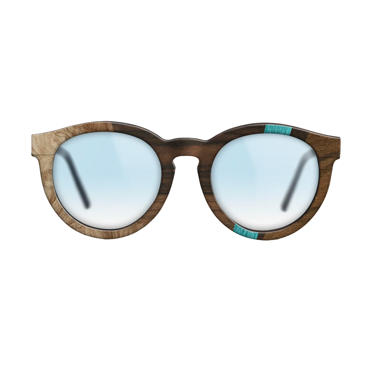 Ziricote Dark Quartered,Poplar Dyed: Turquoise,Olive Burl: Angle Cut - The Rebel - Round - SIRIS wood optic