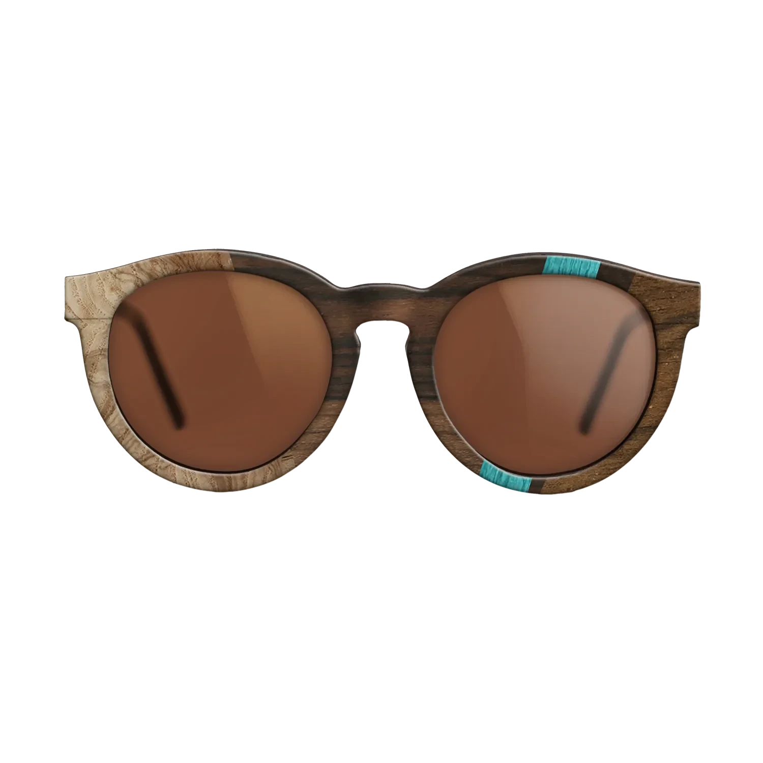 Ziricote Dark Quartered,Poplar Dyed: Turquoise,Olive Burl: Angle Cut - The Rebel - Round - SIRIS wood optic