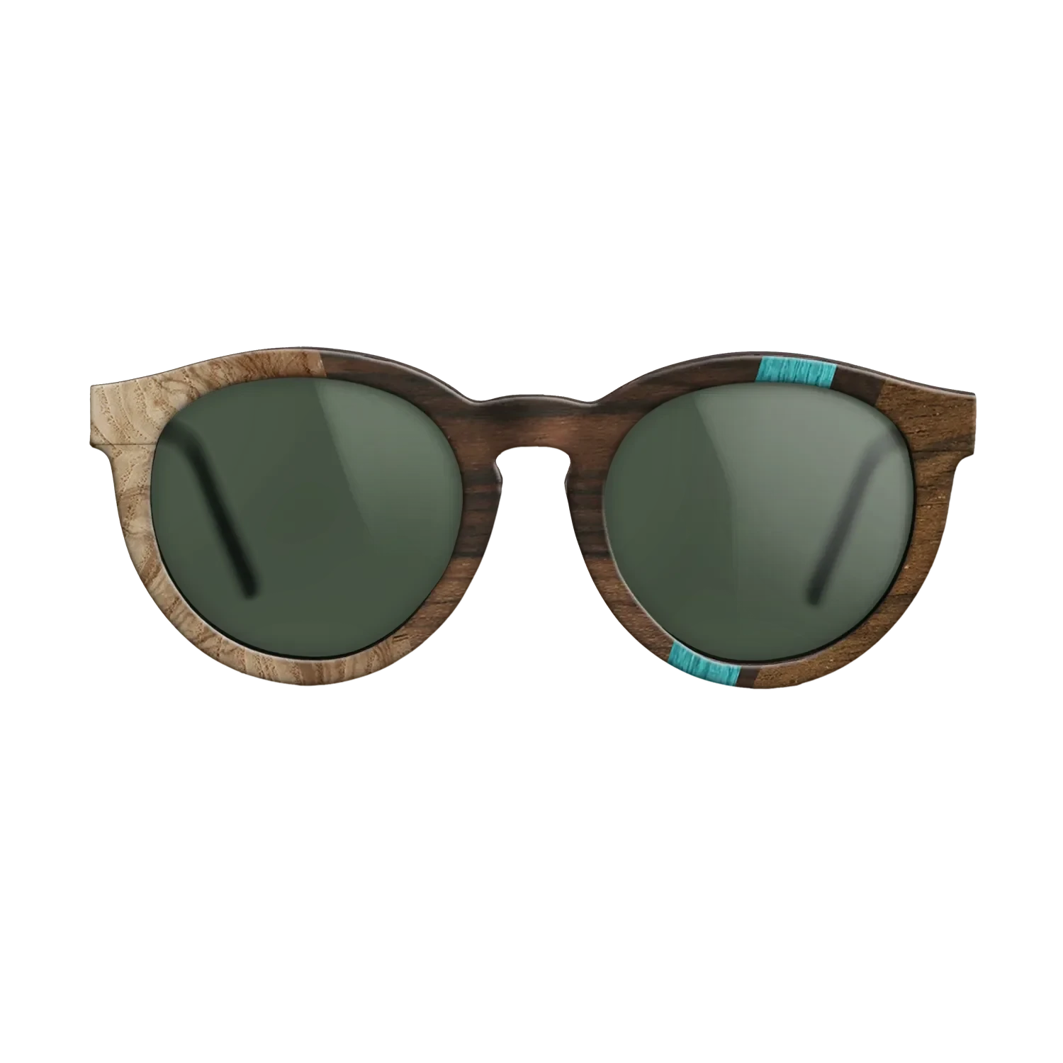 Ziricote Dark Quartered,Poplar Dyed: Turquoise,Olive Burl: Angle Cut - The Rebel - Round - SIRIS wood optic