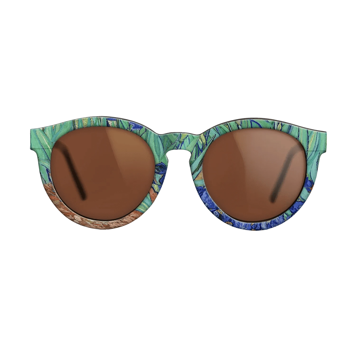 Oil Painting on Straight Grain Walnut: Rococo - Irises, 1889 - Vincent van Gogh - The Rebel - Round - 1090 - SIRIS wood optic