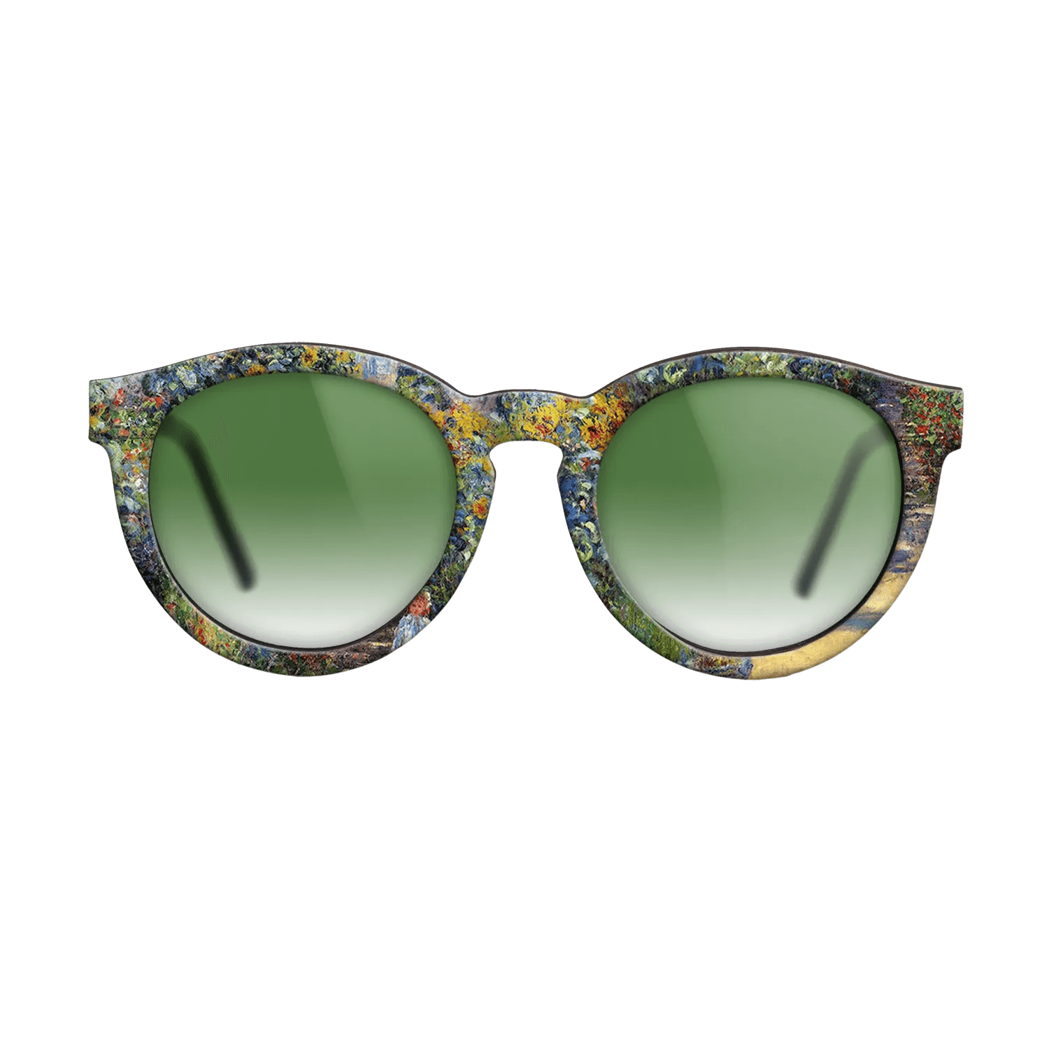 Oil Painting on Straight Grain Walnut: Rococo - The Artist_s Garden at Vétheuil, 1880 - Claude Monet - The Rebel - Round - 1070 - SIRIS wood optic