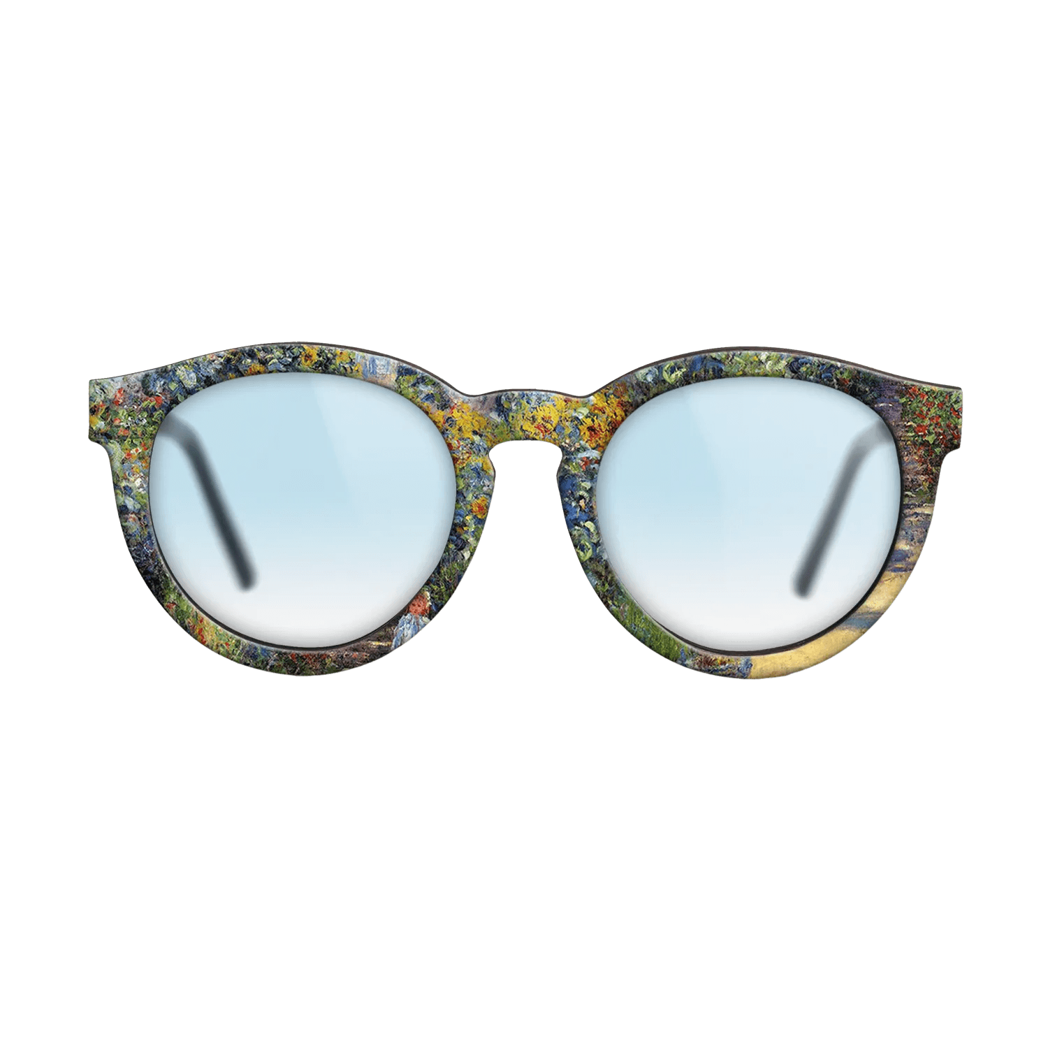 Oil Painting on Straight Grain Walnut: Rococo - The Artist_s Garden at Vétheuil, 1880 - Claude Monet - The Rebel - Round - 1070 - SIRIS wood optic