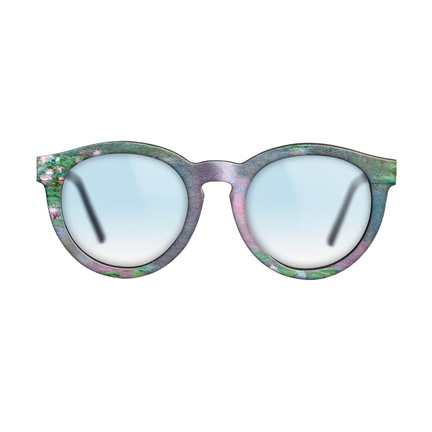 Oil Painting on Straight Grain Walnut: Rococo - Water Lilies, 1905 - Claude Monet - The Rebel - Round - 1796 - SIRIS wood optic